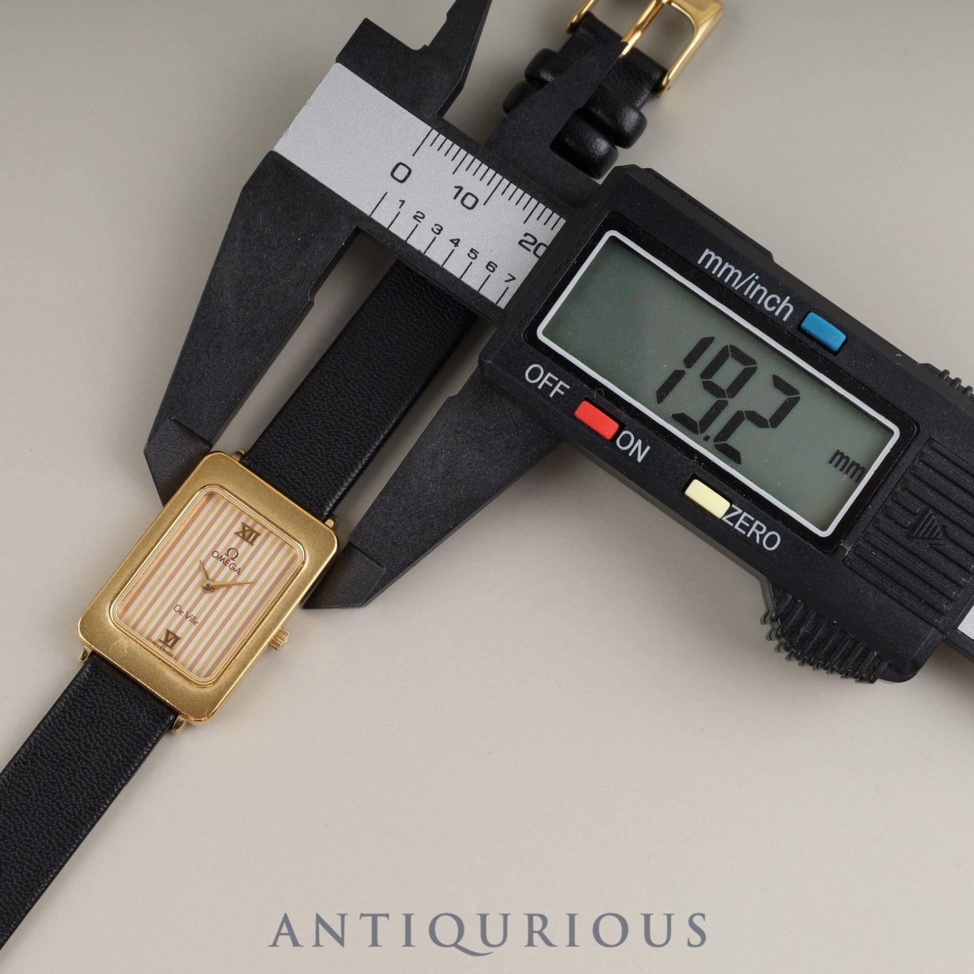 Omega De Ville 595.0084 Quartz Cal.976.001 GP Leather Third-party buckle Gold stripe dial Box Warranty Overhauled