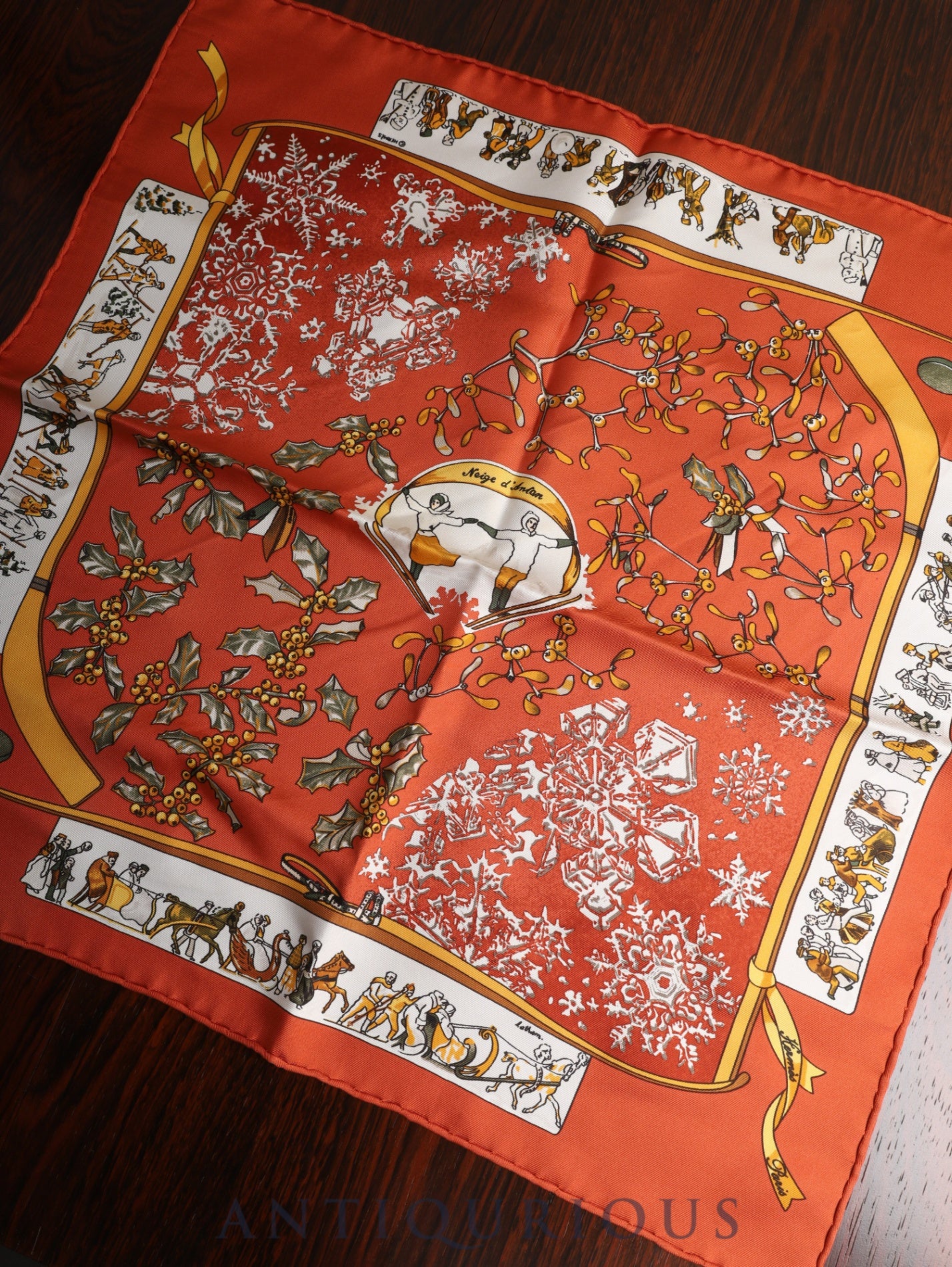 Hermes Scarf Carre 45 Neige d`Antan (Snows of Yesteryear) 100% Silk