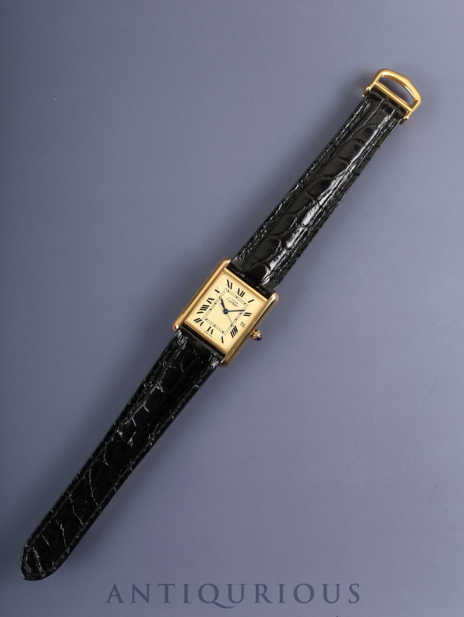 カルティエ マストタンク GM(XL) W1017454 / 2413 クォーツ Cal.687 SV925 革 純正Dバックル(GP) アイボリーローマン文字盤 箱 冊子 保証書 (2004年)オーバーホー済み