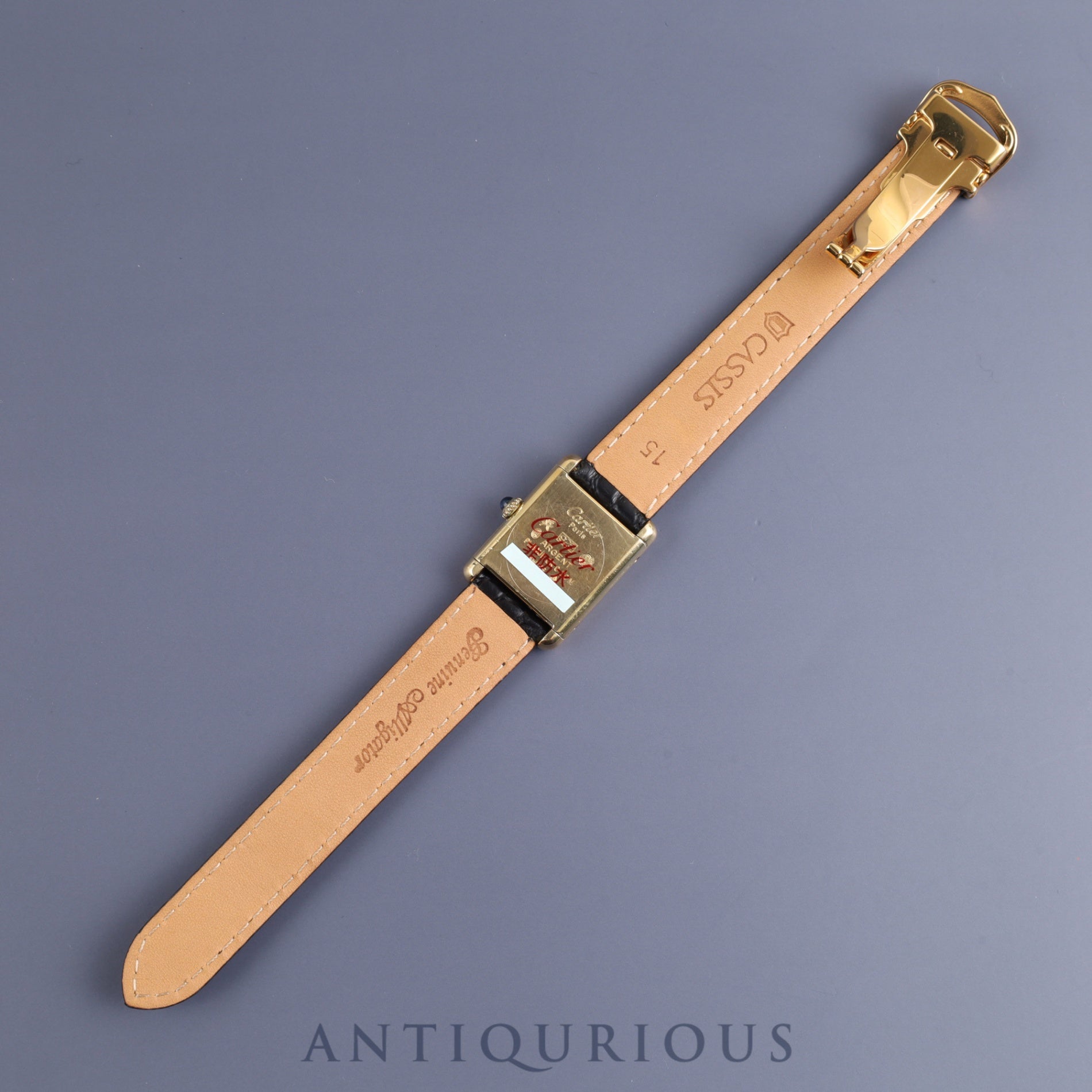 Cartier Must Tank SM 2974213 Manual winding V925 Leather Genuine D buckle (GP) Ivory Roman dial International permanent warranty (1982) Complete service completed at Cartier boutique