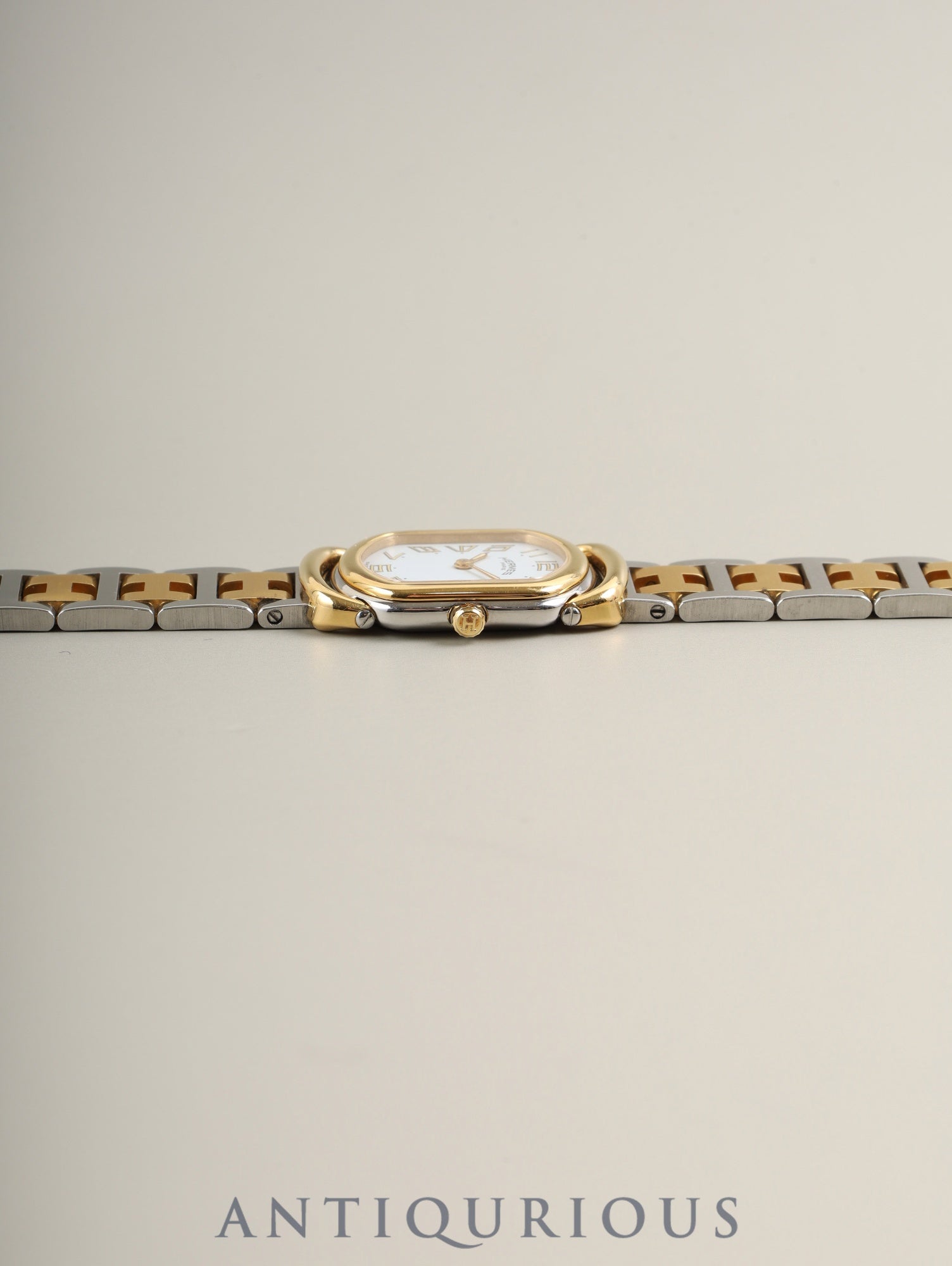 エルメス ラリー クォーツ Cal.976.001 SS/GP SS/GP ホワイト文字盤 オーバーホール済み