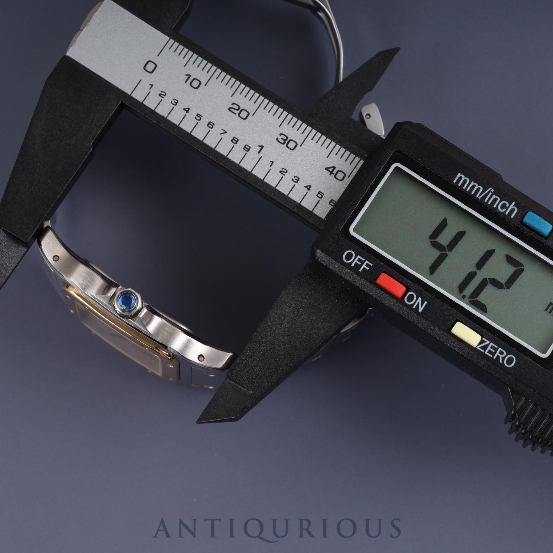 Cartier Santos Galbee LM W20030C4 / 187901 Quartz Caliber 687 Stainless Steel/Yellow Gold with Gray Roman Dial, Overhauled