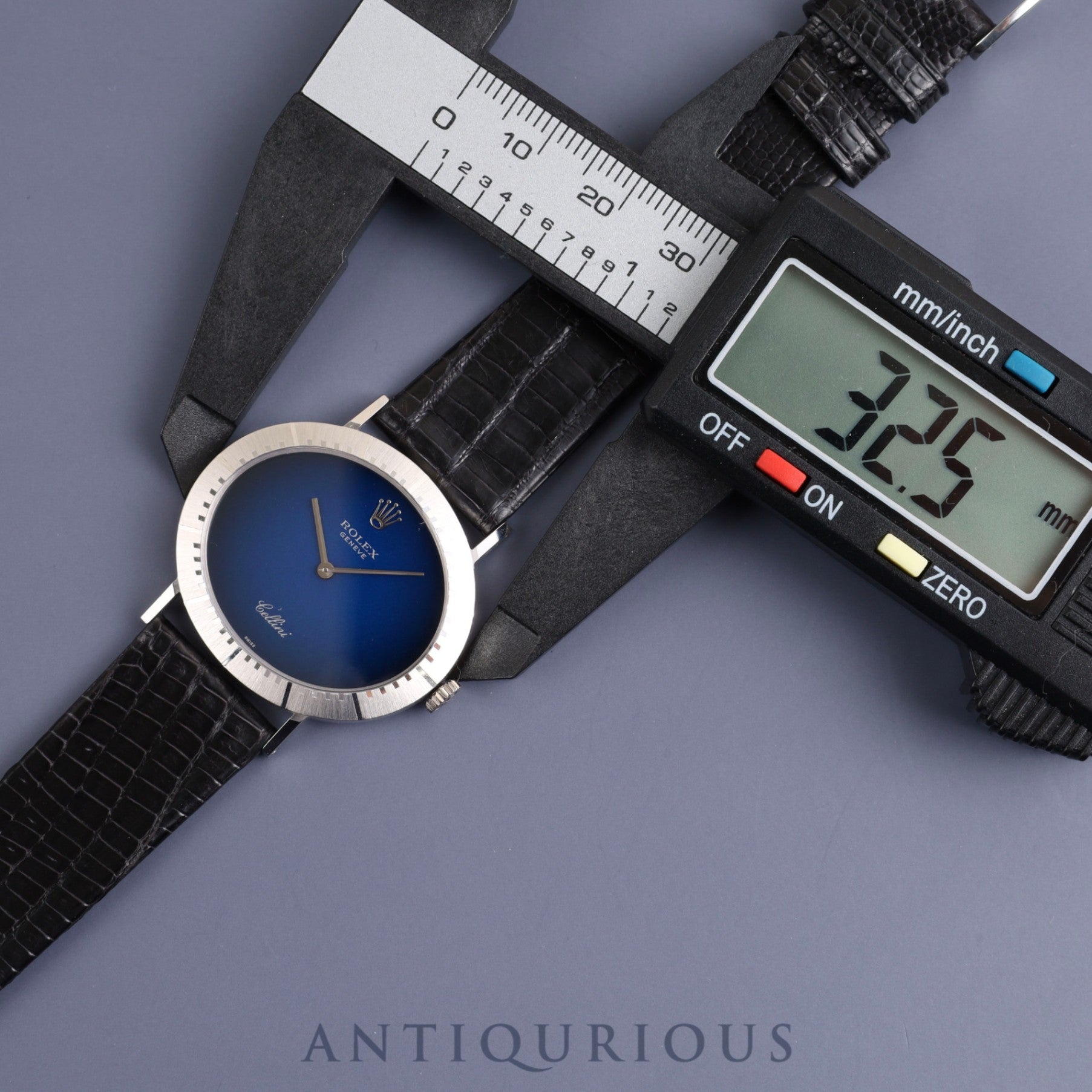 Rolex Cellini 4083 Manual winding Cal.1601 750 Leather Genuine buckle (SS) Blue gradient dial No. 43 (1975) Overhauled