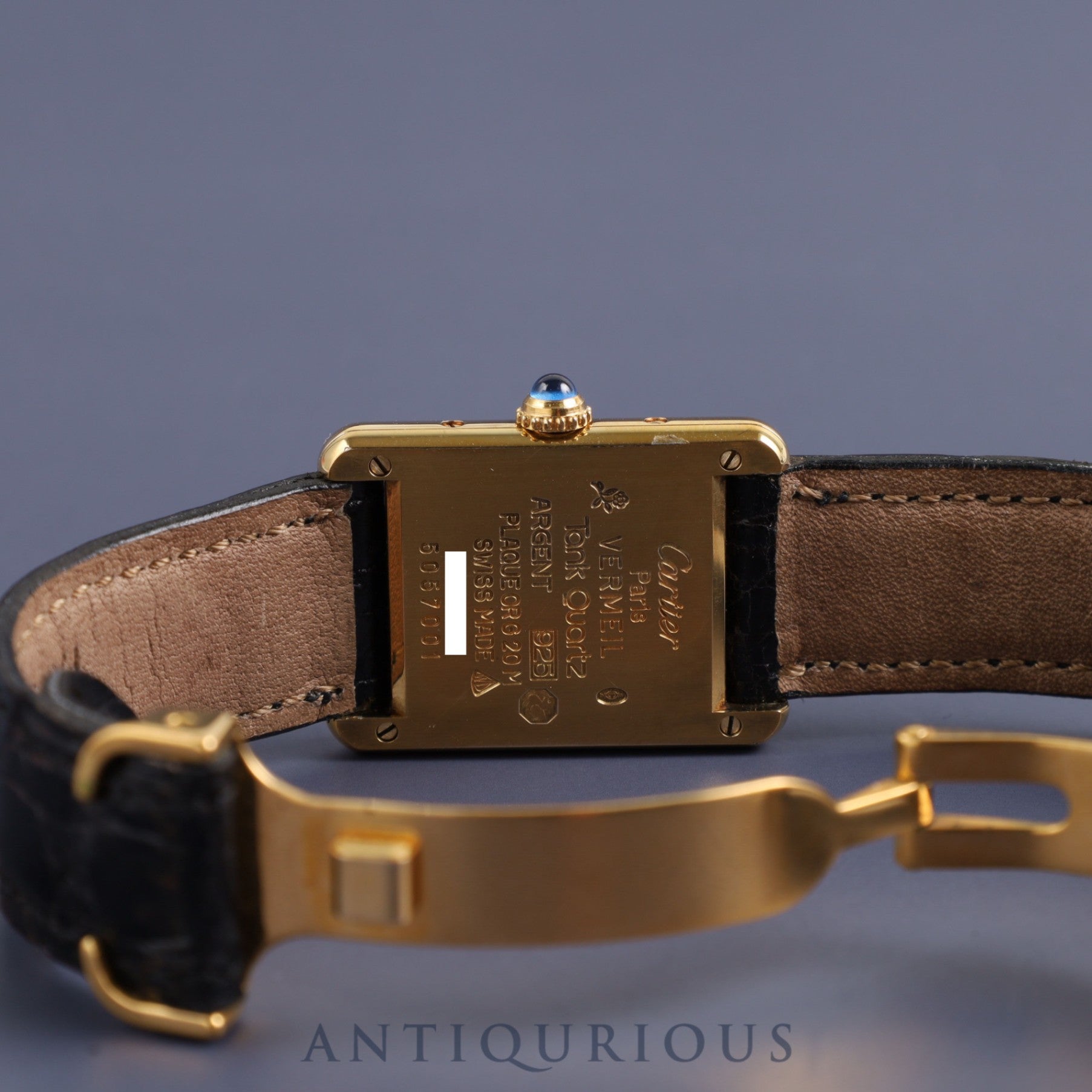 カルティエ マストタンク SM 5057001 クォーツ Cal.057 SV925 純正革ベルト 純正Dバックル ブラック飛びローマン文字盤 保証書(1993年 ) オーバーホール済み