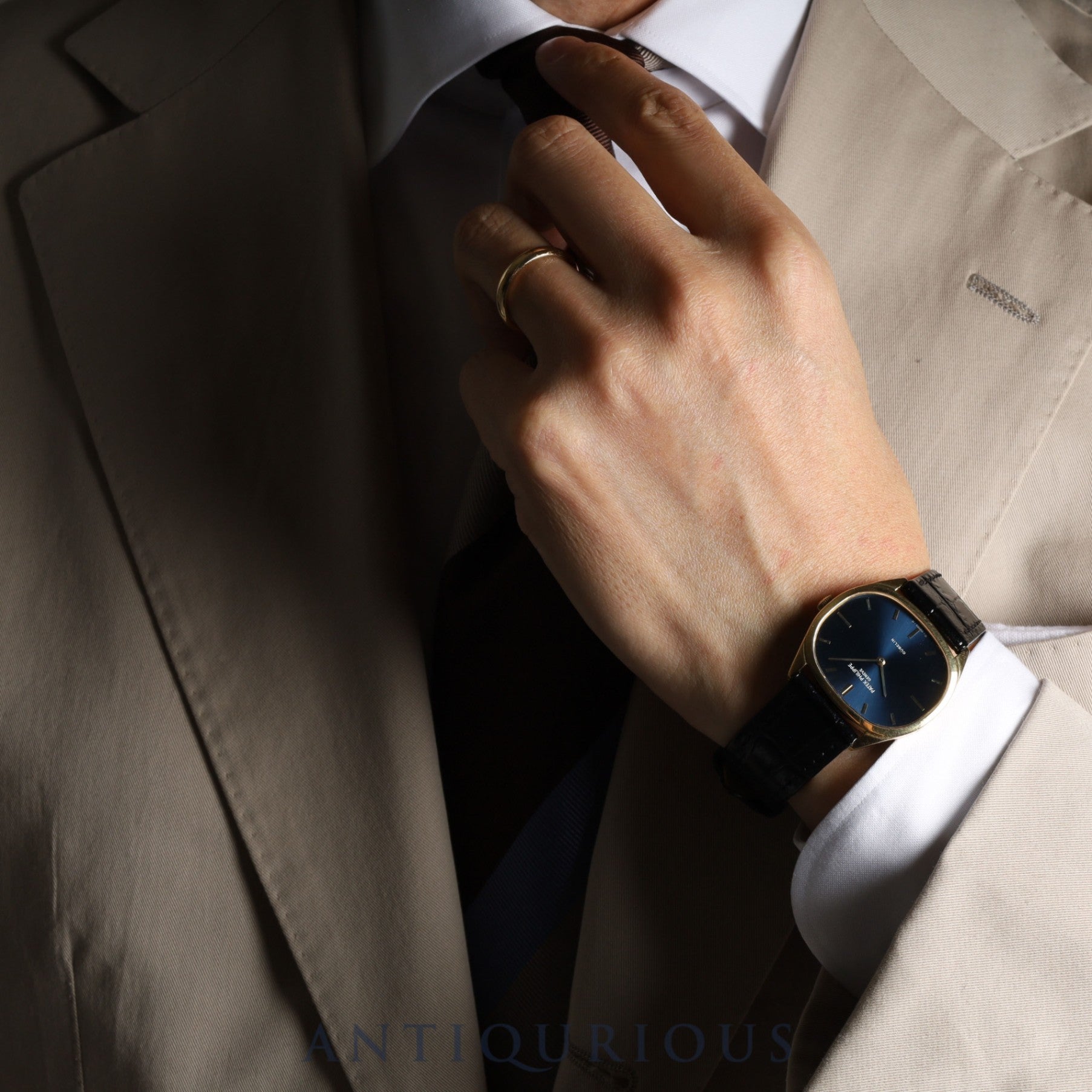 Patek Philippe Golden Ellipse 3545J GUBELIN Double Name Manual Winding Cal.23-300PM YG Leather Blue Dial Paper Box