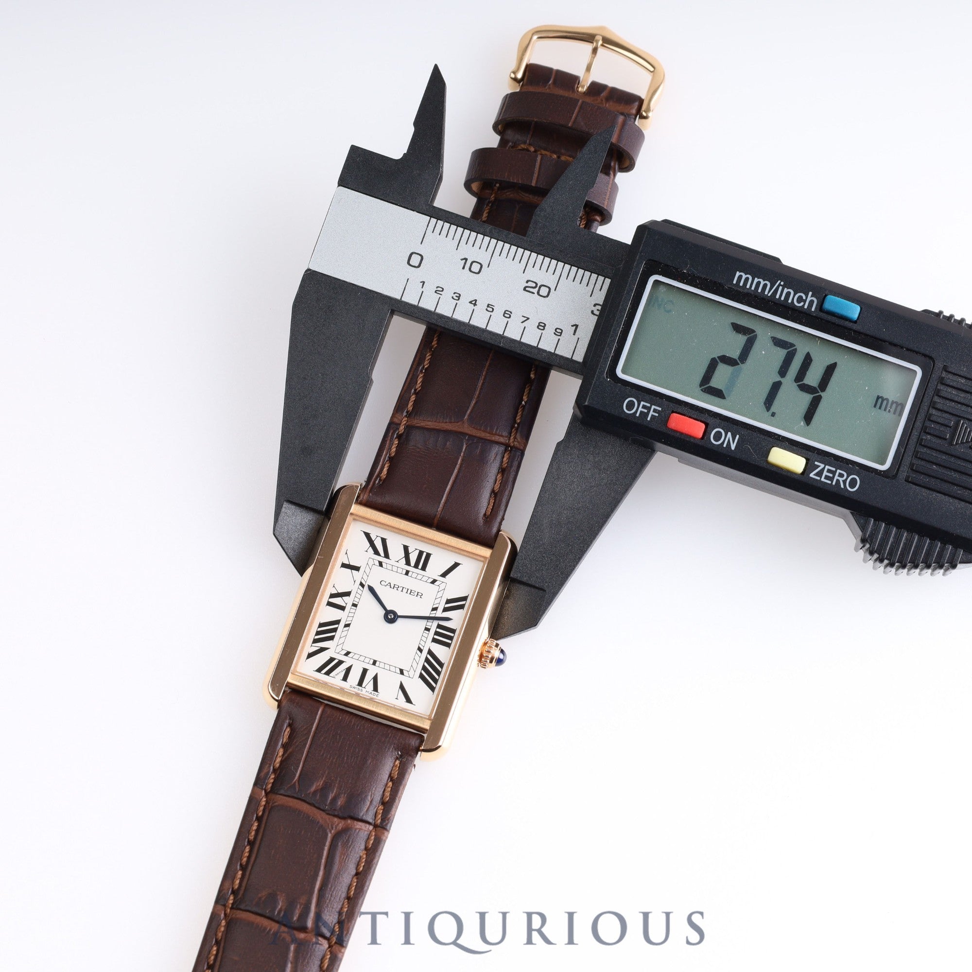 Cartier Tank Solo LM QZ W5200025 / 3167 PG/SS Leather Genuine Buckle (750) Silver Dial