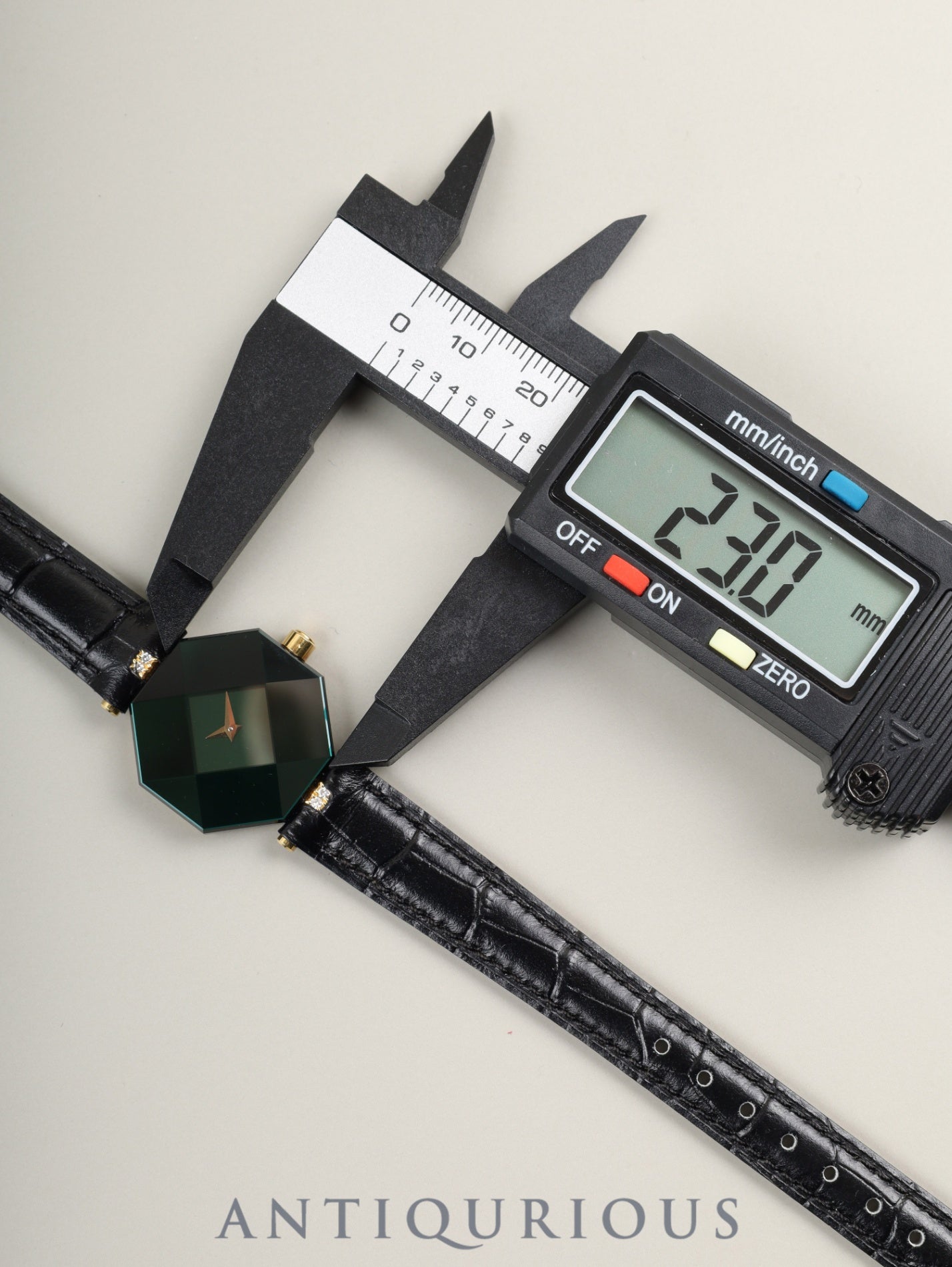 Century Empire Time Gem Quartz Caliber ETA280.002 750YG Diamond Leather Strap with Genuine Pin Buckle (GP) Green Dial Overhauled