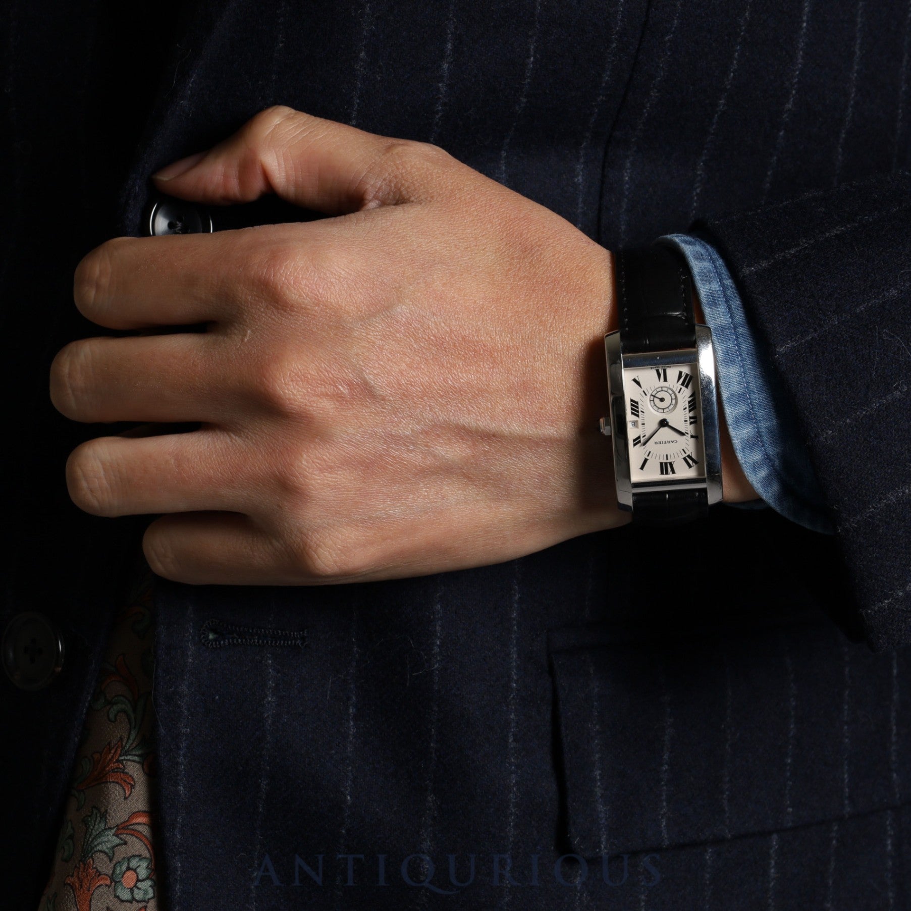 カルティエ タンクアメリカン MM W2600751 / 3012905 クォーツ Cal.012 750 革 純正Dバックル(750)ホワイトローマン文字盤 オーバーホール済み