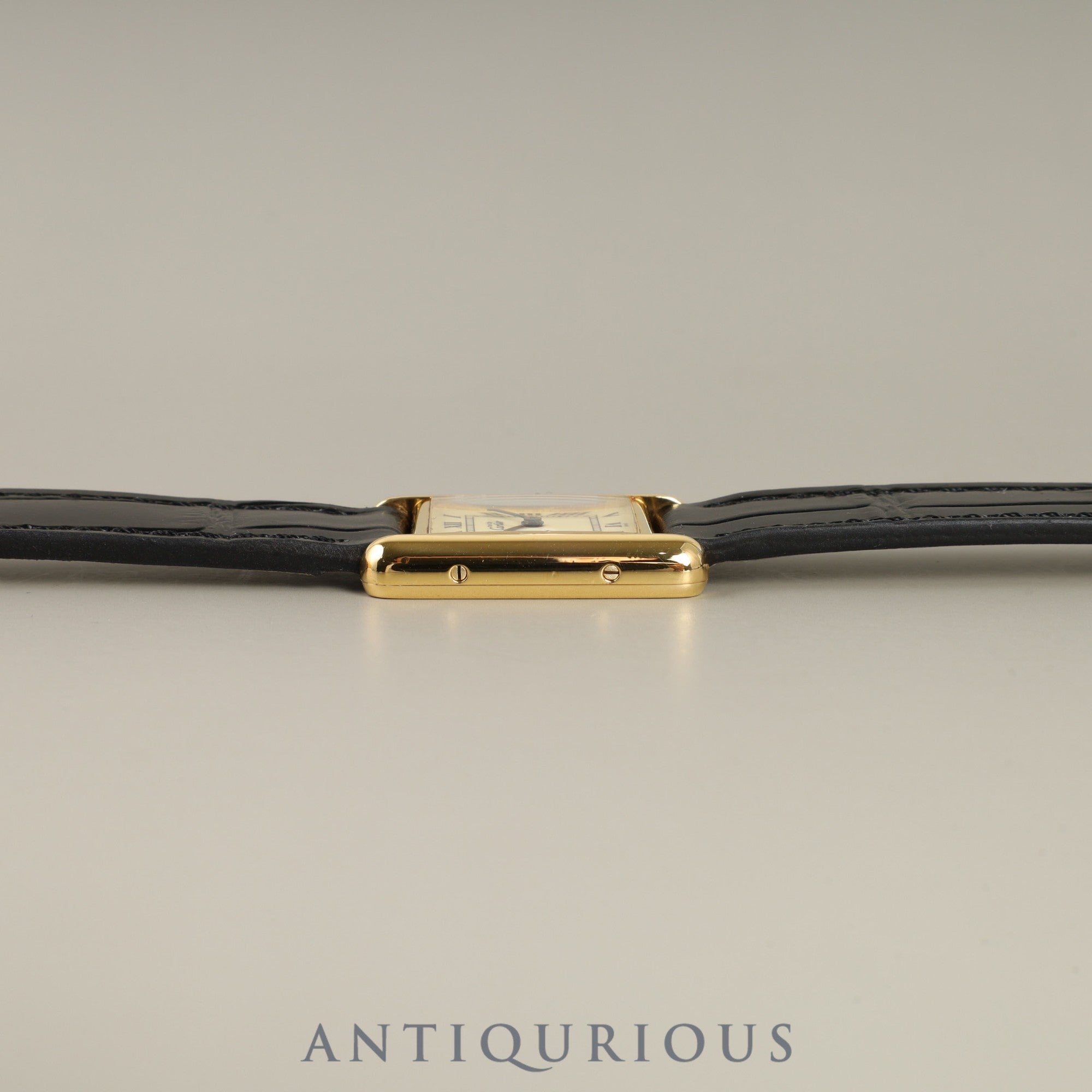 カルティエ マストタンク SM 5057001 クォーツ Cal.057 SV925 革 純正尾錠(GP) アイボリーローマン文字盤 オーバーホール済み