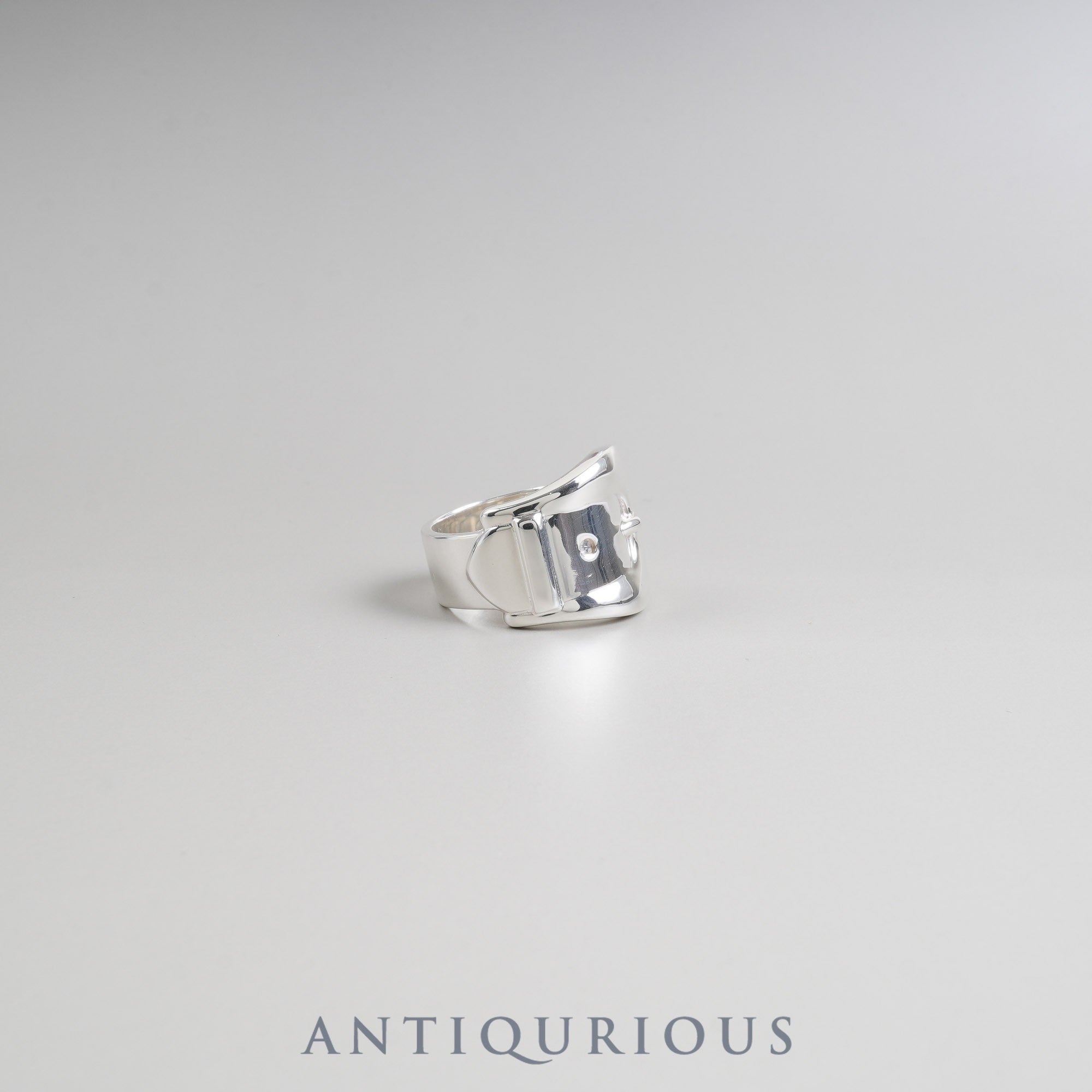 Hermes Ring Buckle Motif Sterling Silver #59 (Actual Size 19.5, Some Stretching Marks)