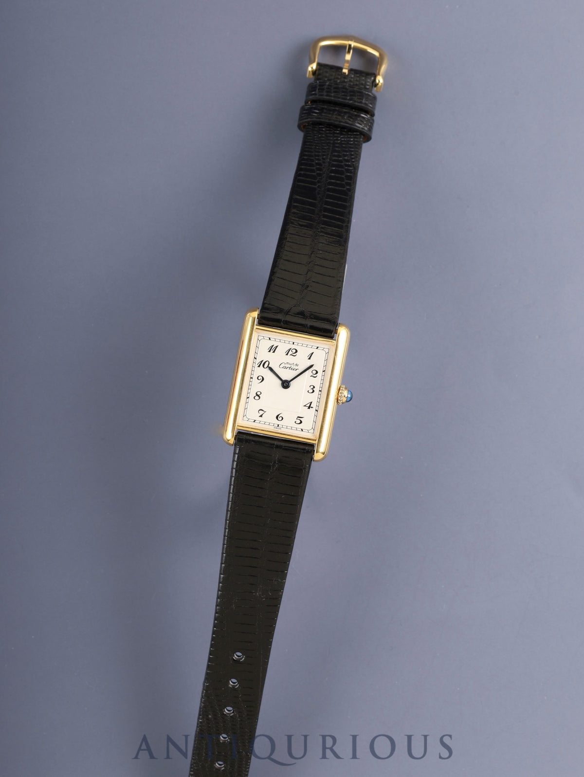 Cartier Must Tank LM 590005 Quartz Cal.90 SV925 Leather Original Pin Buckle (GP) Arabic Dial (SWISS marking) Overhauled Polished