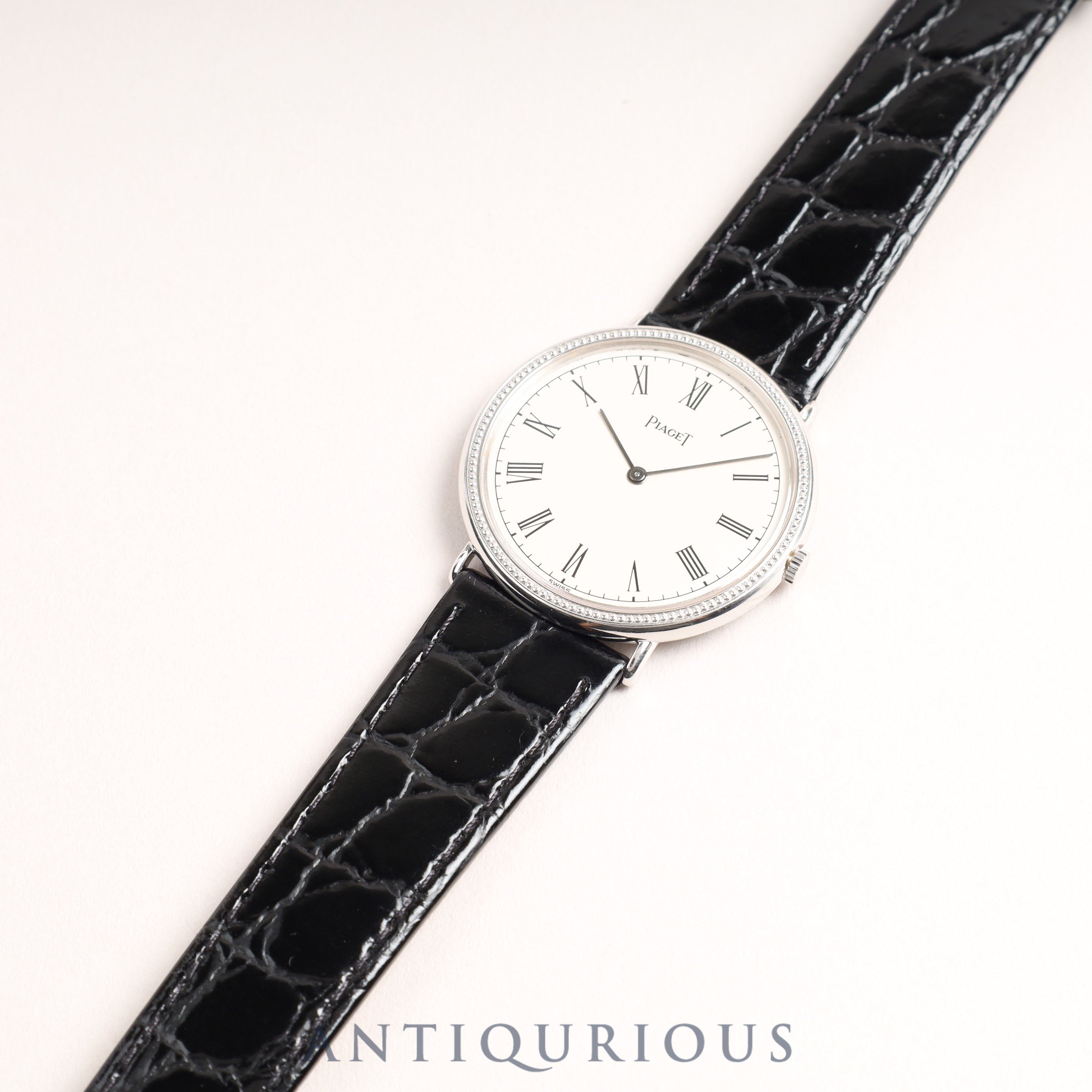 Piaget Round 90239 Manual winding Cal.9P2 WG Leather Genuine buckle (750) White dial Overhauled