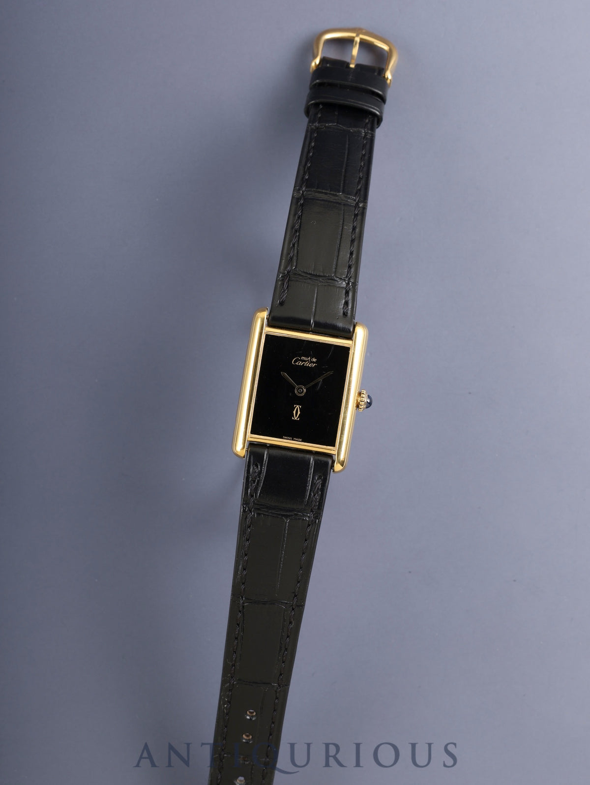 カルティエ マストタンク LM 手巻き Cal.ETA2512 SV925 カミーユ・フォルネ製ベルト オニキス文字盤(SWISS MADE表記)新品仕上げ済み カルティエブティックにてコンプリートサービス済み