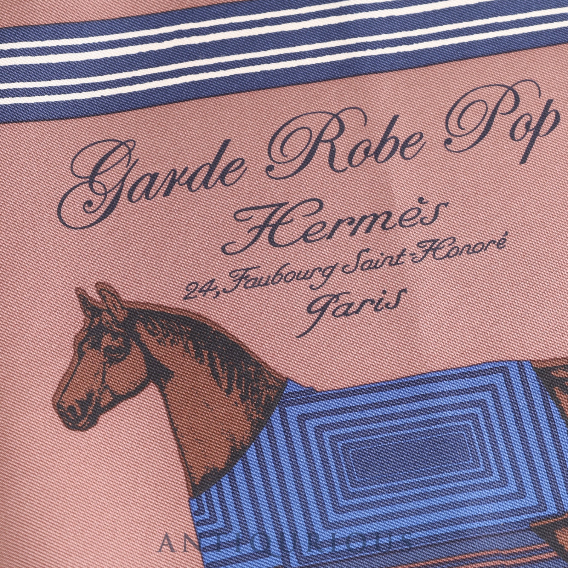 エルメス スカーフ カレ45 ブラウン ガヴロッシュ ガルドローブ ポップ デタイユ GARDE ROBE POP DETAIL SILK100% 箱