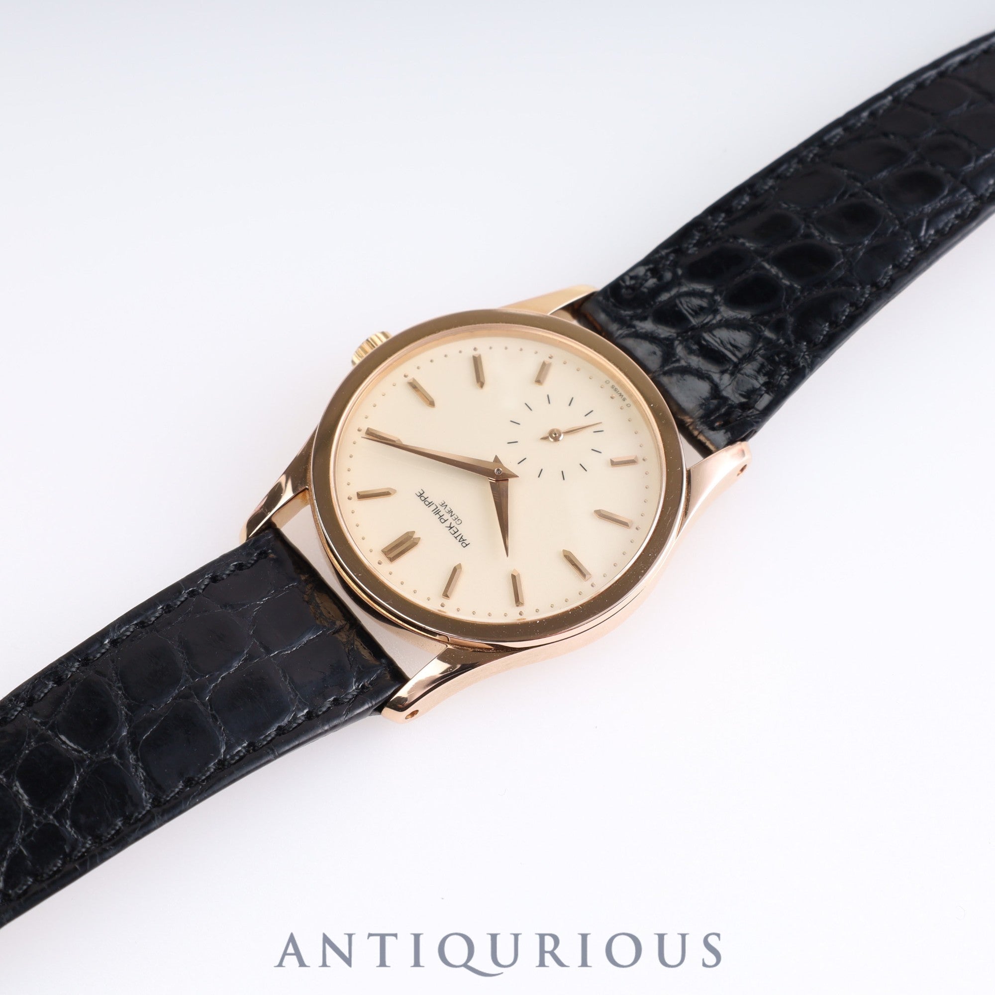 パテック・フィリップ カラトラバ 3796 手巻き Cal.215 PG 純正革ベルト 純正バックル(750)アイボリー文字盤