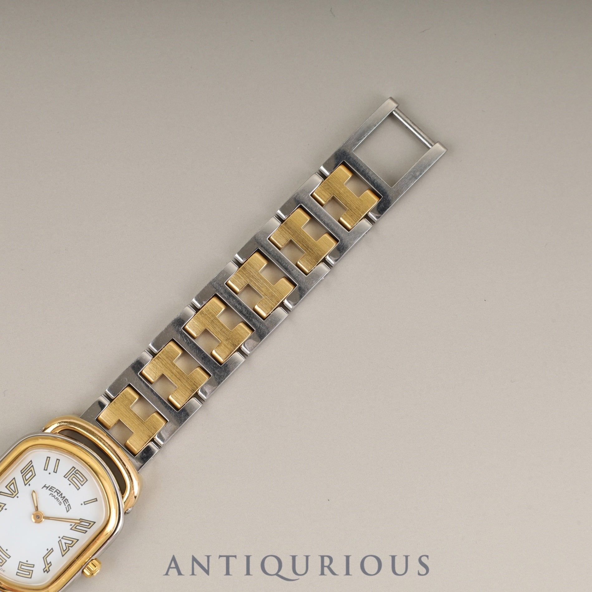 エルメス ラリー RA1.240 クォーツ Cal.976.001 SS/GP SS/GP ホワイト文字盤 オーバーホール済み