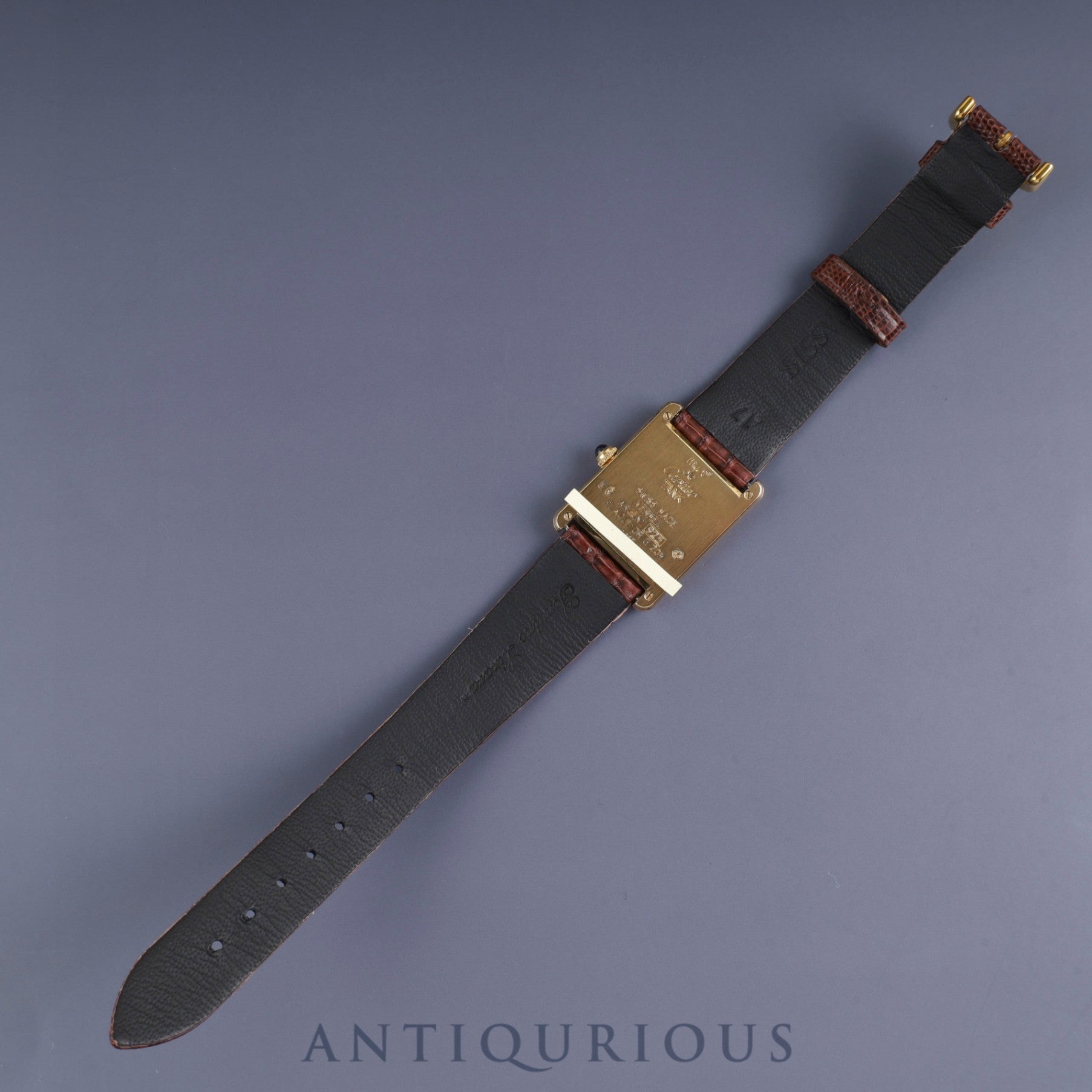 カルティエ マストタンク LM 500本限定 1615 クォーツ Cal.90 SV925 革 純正尾錠(GP) ゴールドセクター文字盤 オーバーホール済み