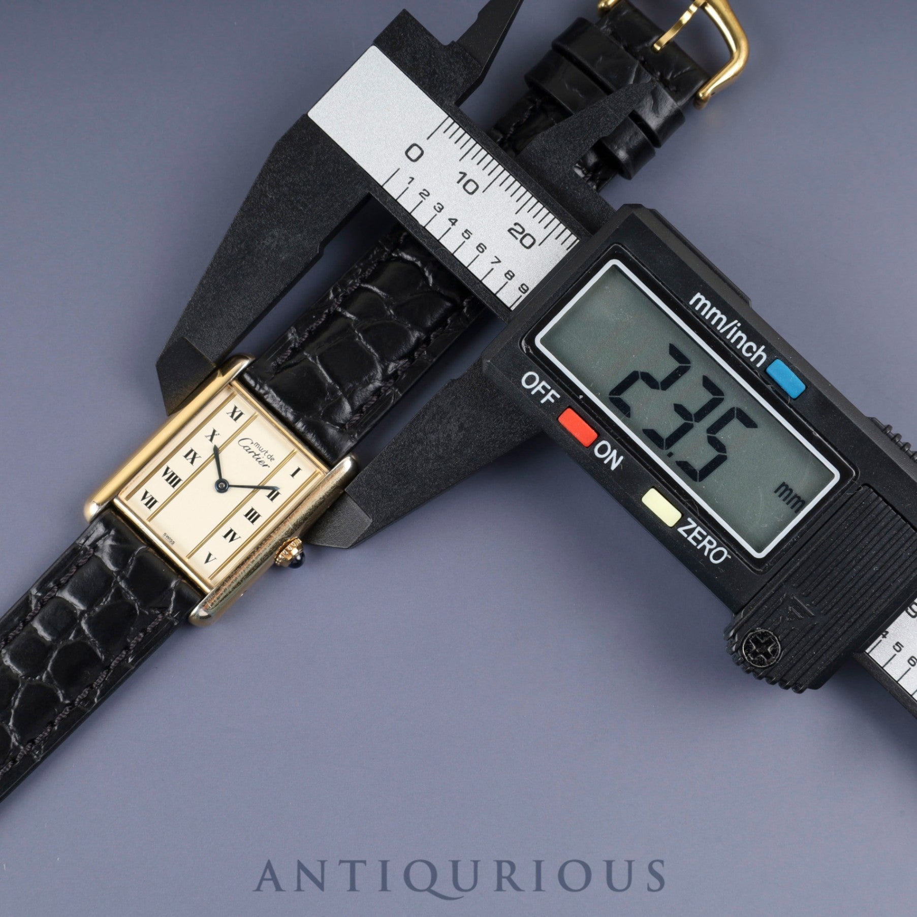 Cartier Must Tank LM 590005 Quartz Caliber 90 SV925 Leather Straight Roman Dial with Genuine GP Buckle, Overhauled