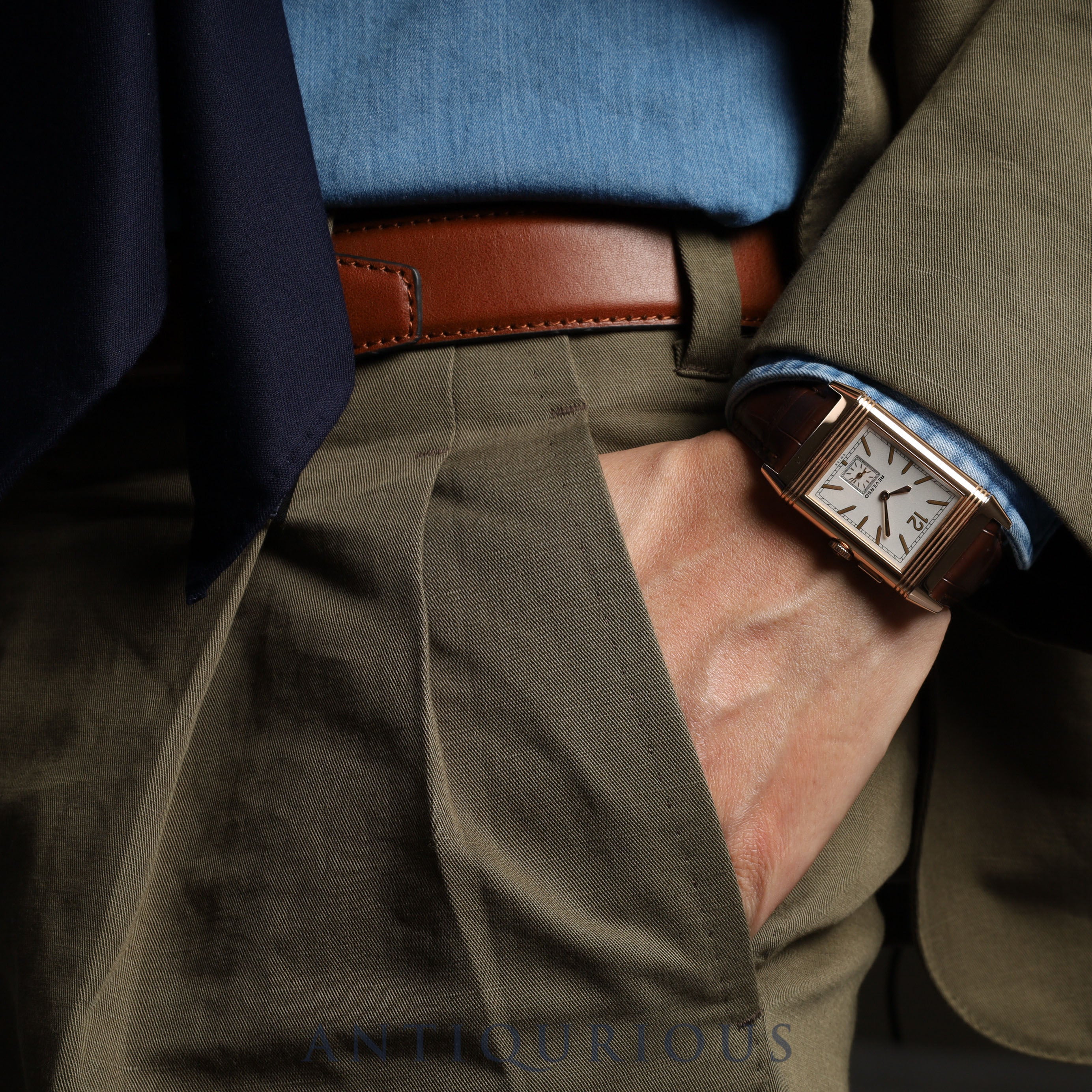 ジャガー・ルクルト グランドレベルソウルトラスリムデュオ 278.2.54/Q3782520 手巻き Cal.854 PG 革 純正尾錠(750)シルバー/ブラック文字盤 箱 保証書 (2017年)