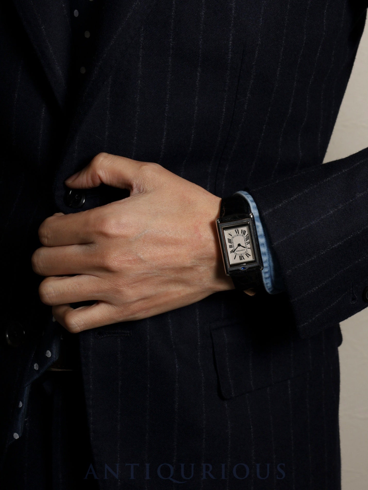 カルティエ タンク バスキュラント LM W1011358 / 2390 手巻き Cal.061 SS 革 純正ピンバックル(SS) ホワイトローマン文字盤 箱 保証書 オーバーホール済み