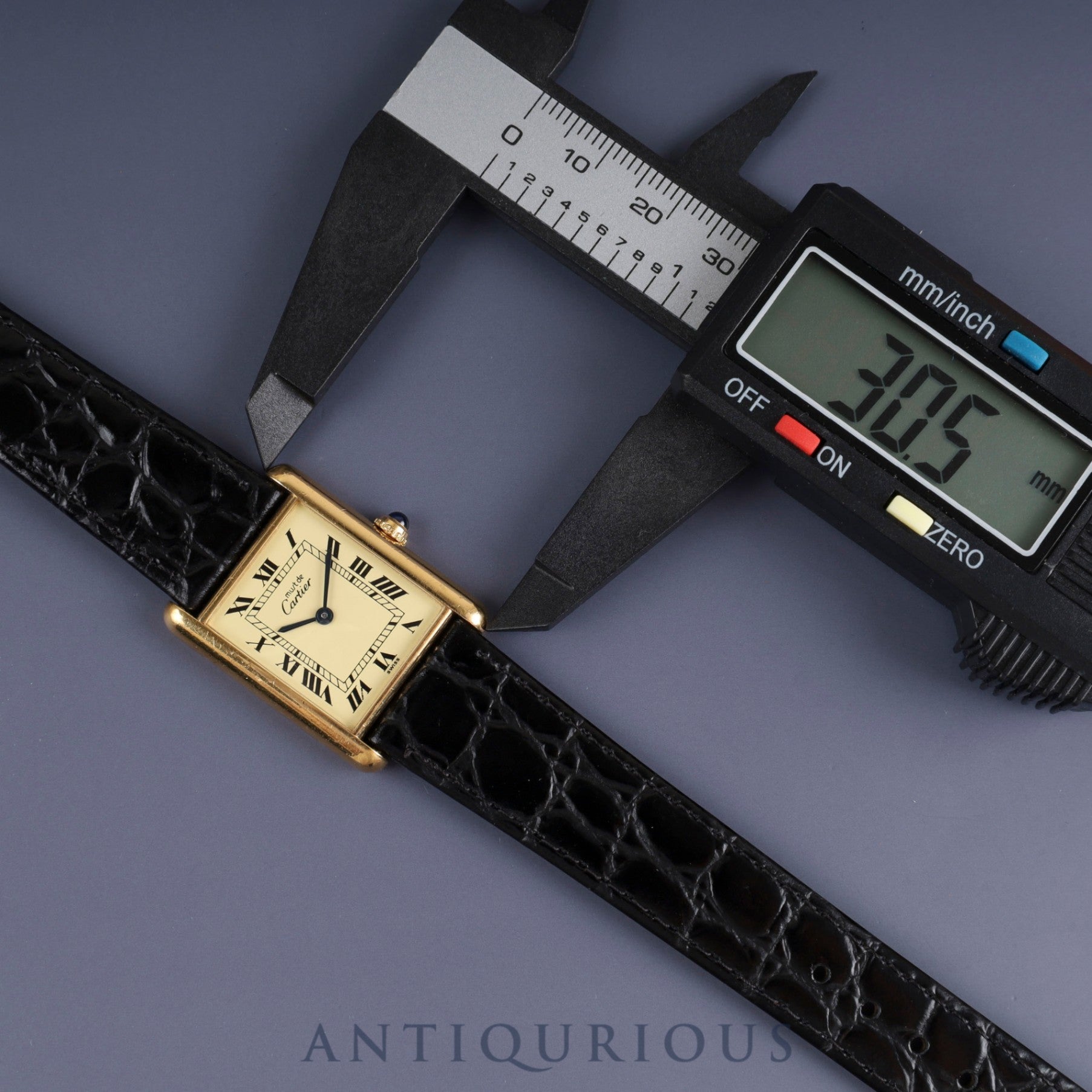 カルティエ マストタンク LM 590005 クォーツ Cal.90 SV925 革 純正尾錠(GP) アイボリーローマン文字盤 1982年頃~1995年頃 オーバーホール済み