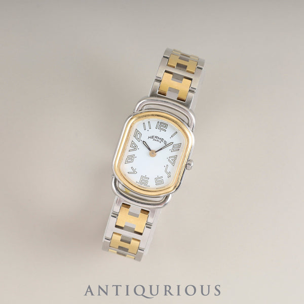 エルメス ラリー RA1.220 クォーツ Cal.976.001 SS/GP SS/GP ホワイト文字盤 オーバーホール済み