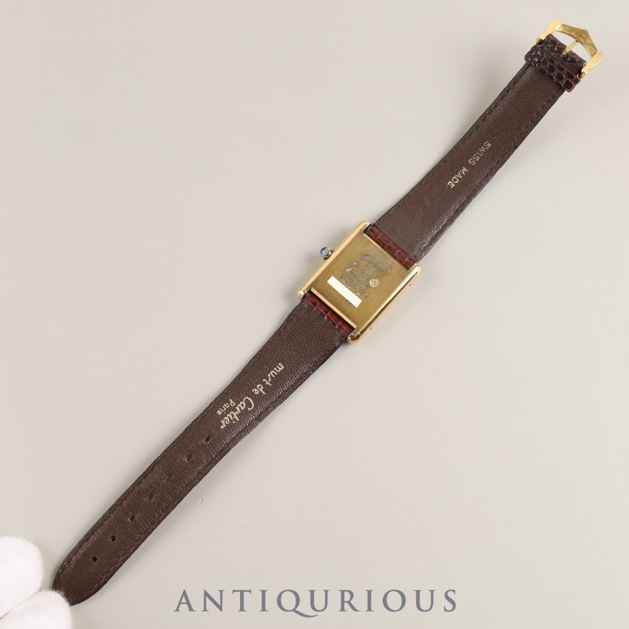 Cartier Manual Winding Cal.78-1 SV925 Genuine Leather Strap Genuine Buckle (GP) Ivory Roman Dial Box Overhauled