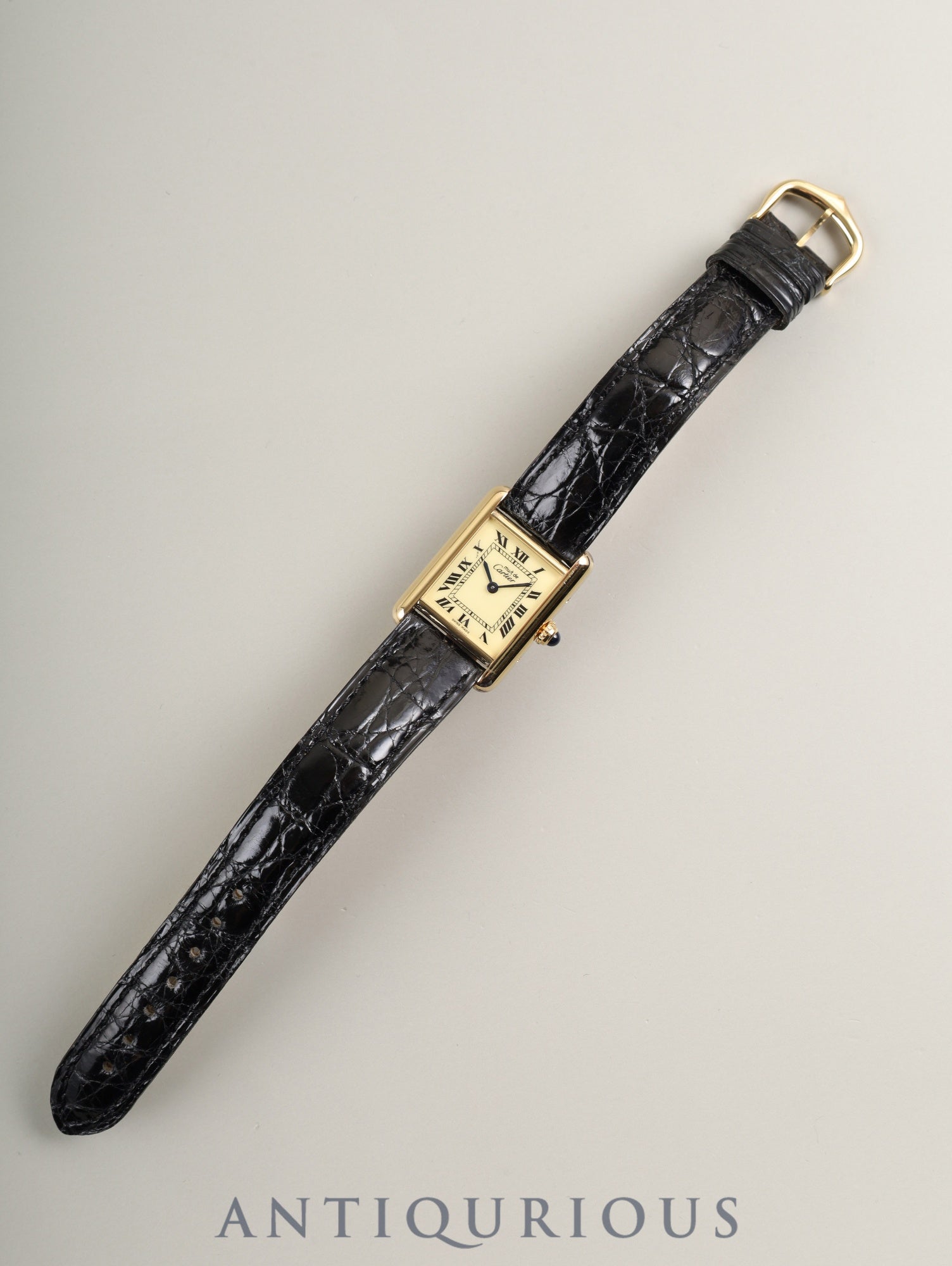 カルティエ マストタンク SM 1613 クォーツ Cal.- SV925 純正革ベルト 純正尾錠(GP) アイボリーローマン文字盤(SWISS MADE表記)1996年頃~1998年頃 カルティエブティックにてコンプリートサービス済み