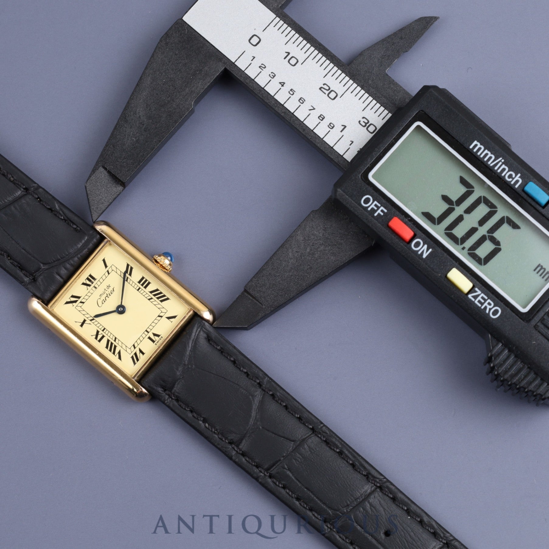 Cartier Must Tank LM W1002753 / 590005 Quartz Cal.90 SV925 Leather Genuine Buckle (GP) Roman Ivory Dial Mid 1980s - 1994 Overhauled