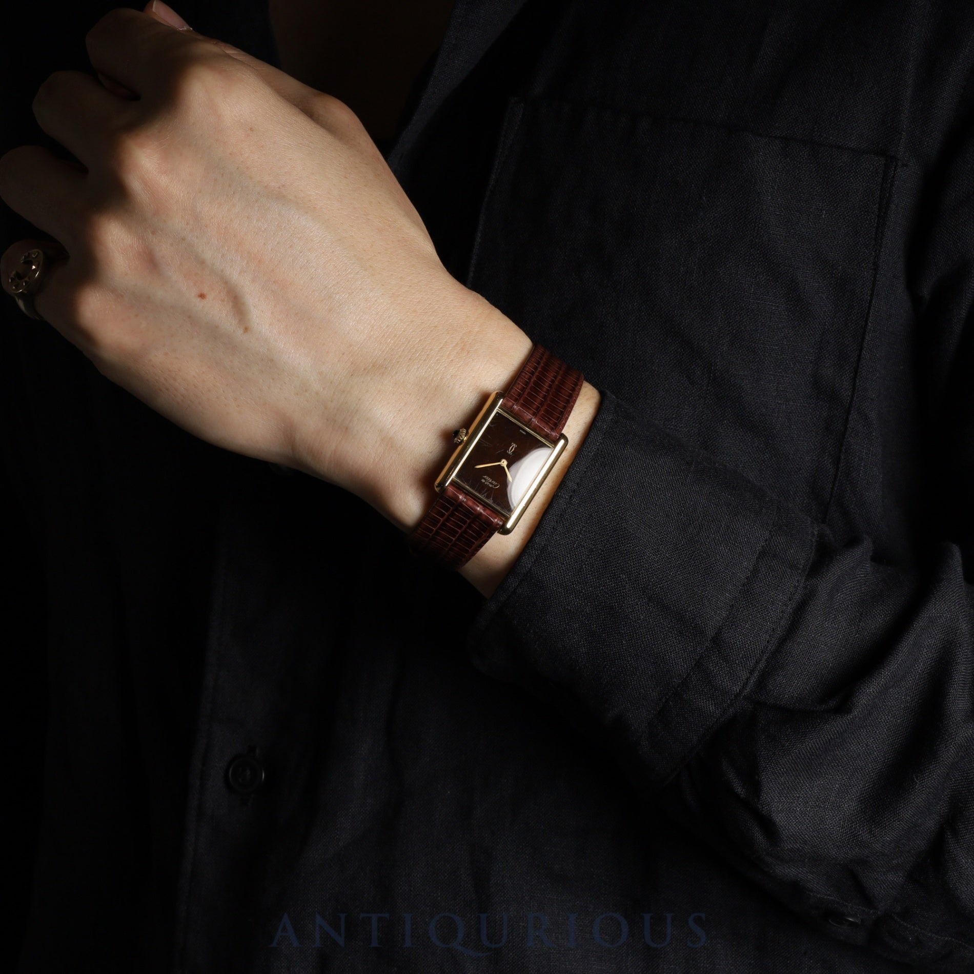 Cartier Must Tank LM Manual winding Cal.78-1 SV925 Leather Genuine buckle (GP) Mahogany dial Overhauled