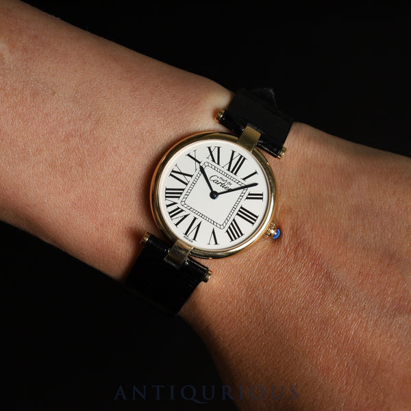 Cartier Must Vendome VLC LM 590003 Quartz SV925 Leather Genuine Buckle (GP) Opalan Dial Completely serviced at a Cartier boutique