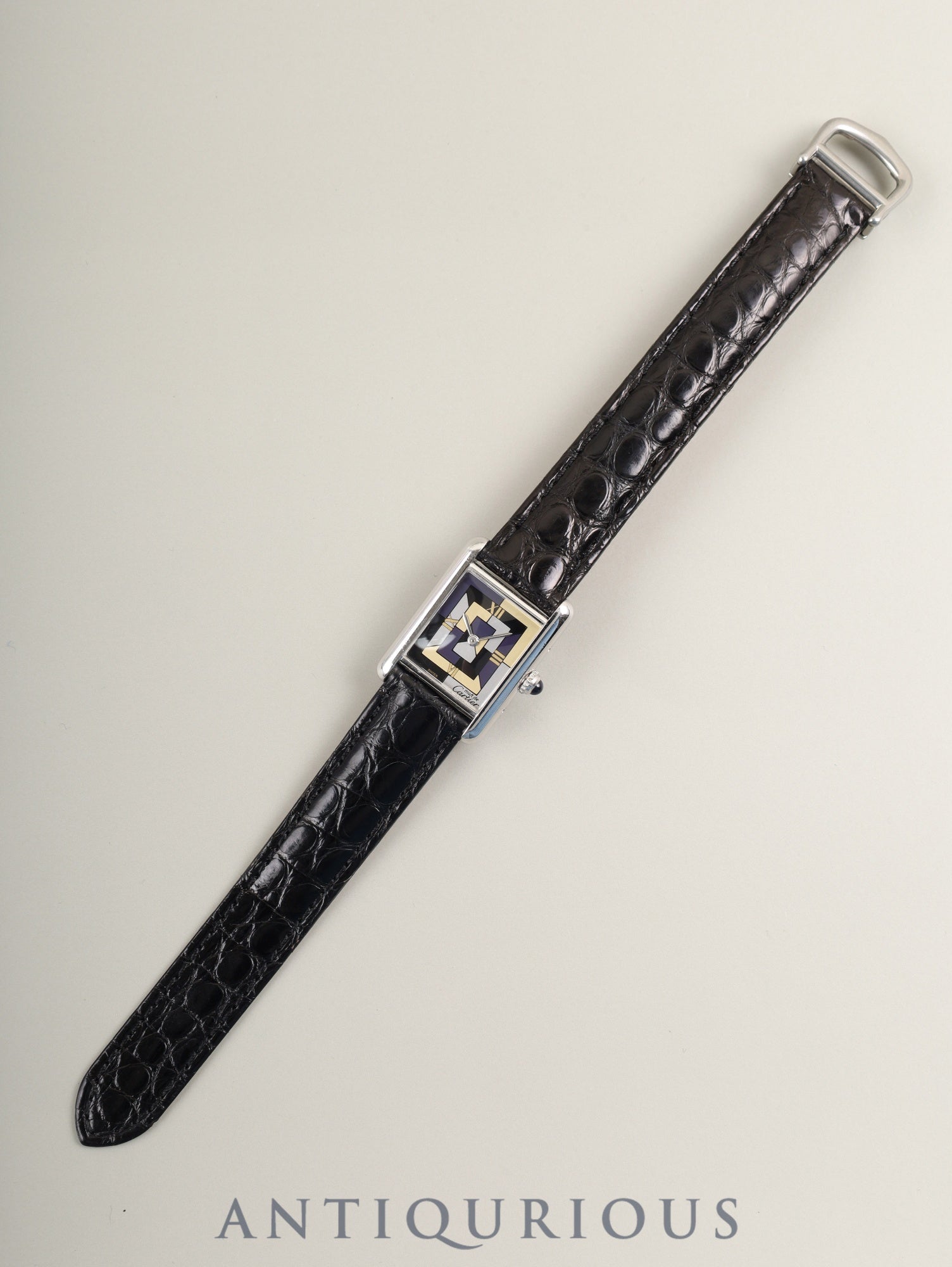 Cartier Must Tank SM 1614 Quartz Cal.057 SV925 Leather Genuine Deployant Buckle (SS) Art Deco Dial (SWISS marking / Limited 1000 pieces worldwide) Box, Manual, Warranty Card (1995), Genuine Leather Strap, Overhauled