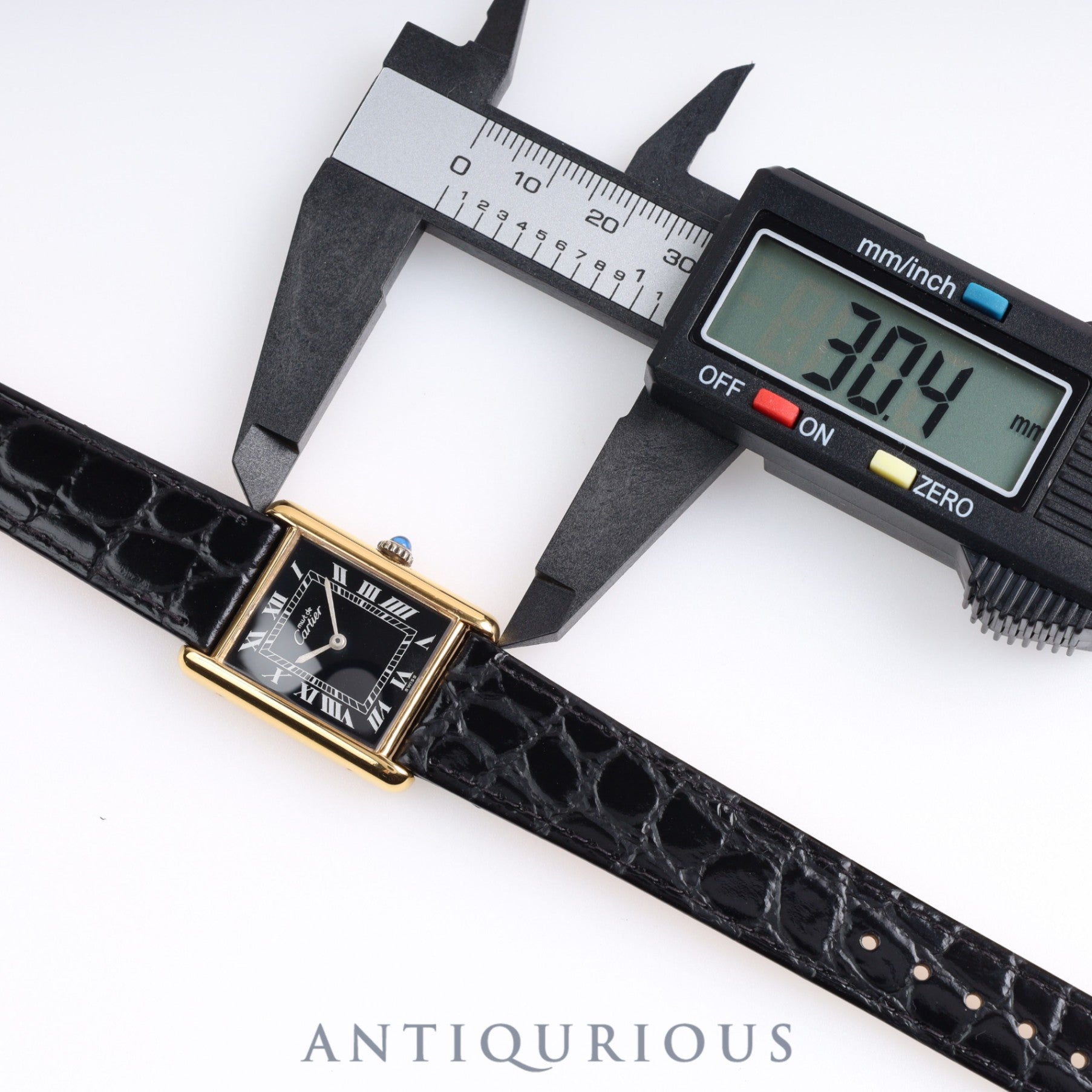 Cartier Must Tank LM Manual Winding SV Leather Black Roman Dial