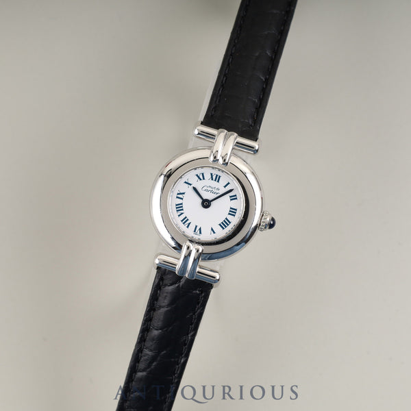 カルティエ マストコリゼ W1001665 / 690002 クォーツ Cal.90.06 SV925 革 純正Dバックル(SS) ホワイトローマン文字盤 箱 冊子 保証書(1995年) オーバーホール済み