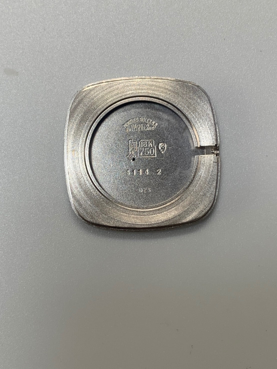 ロレックス チェリーニ 4114 手巻き Cal.1600 革 750WG 純正ピンバックル(SS)シルバー文字盤 42番台(1974年) オーバーホール済み