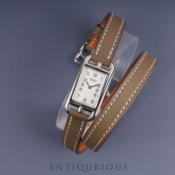 エルメス ナンタケット NA2.110 / W044982WW00 クォーツ Cal.280.002 SS 純正革ベルト(Z刻印:2021年) 純正尾錠(SS) シルバー文字盤 箱 冊子 保証書(2021年、個人名記載あり) オーバーホール済み