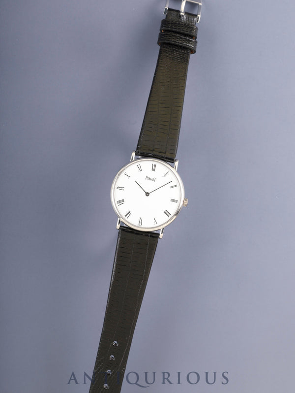 ピアジェ ラウンド 9065N 手巻き Cal.9P2 750WG 革 純正ピンバックル(750WG)ホワイトローマン文字盤 オーバーホール済み