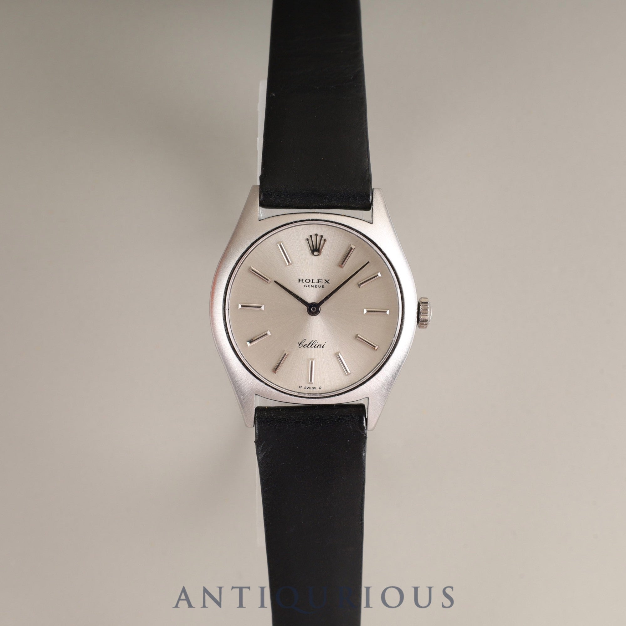 ロレックス チェリーニ 3800 手巻き Cal.1600 750 純正革ベルト 純正尾錠(SS) シルバー文字盤 箱 保証書(1971年) タグ オーバーホール済み