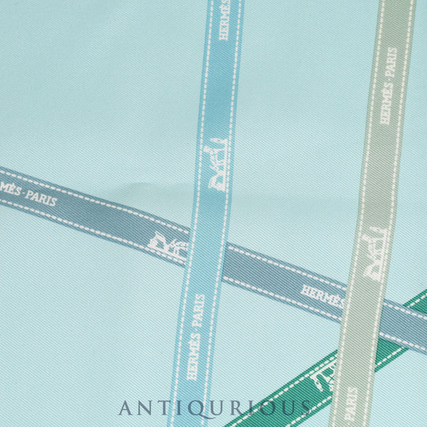 エルメス スカーフ カレ45 ボルデュック ブルー SILK100%