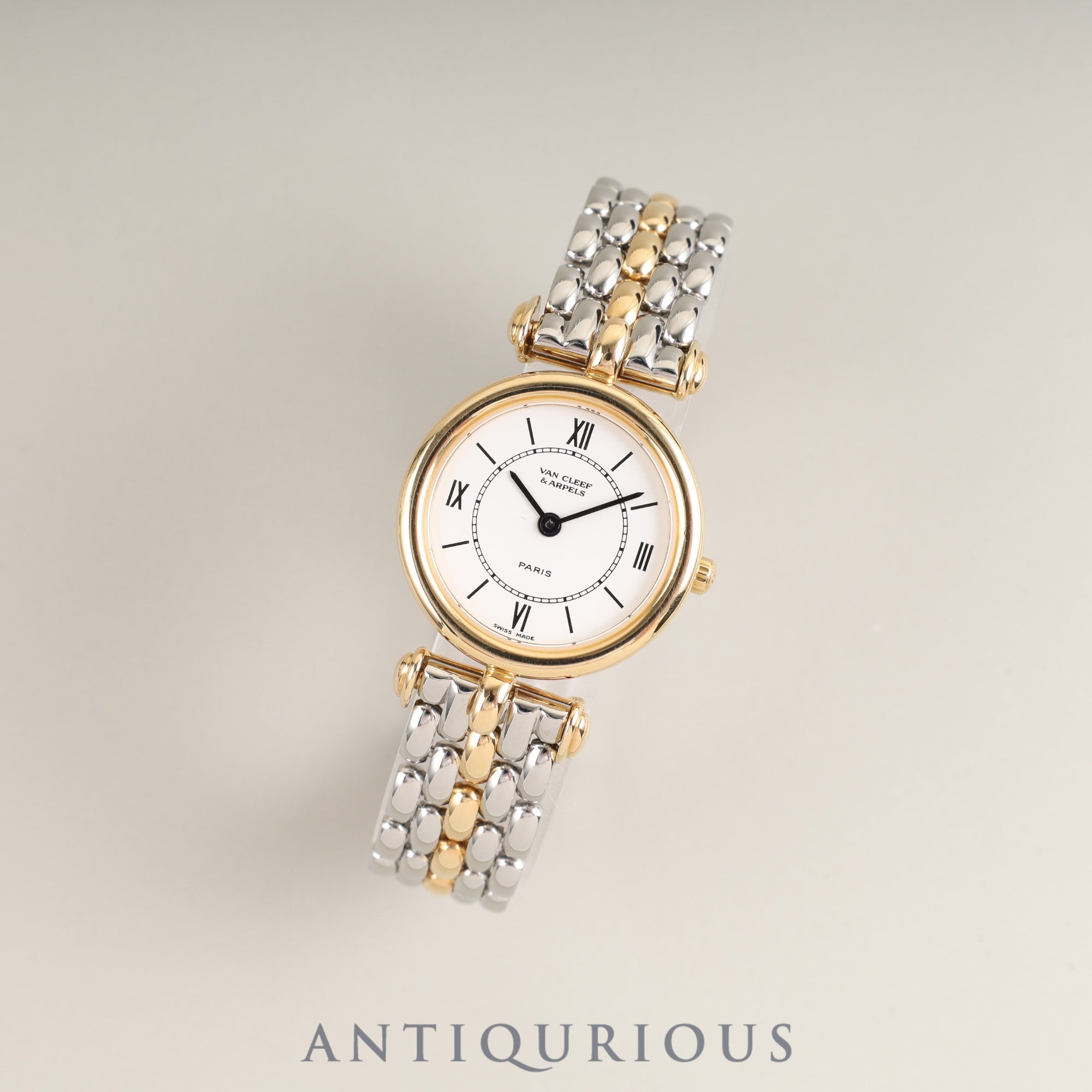 Van Cleef & Arpels La Collection 43637/G14 Quartz Cal.256.041 SS/GP SS/GP White Dial Genuine Leather Strap (Genuine Buckle (GP)) Overhauled