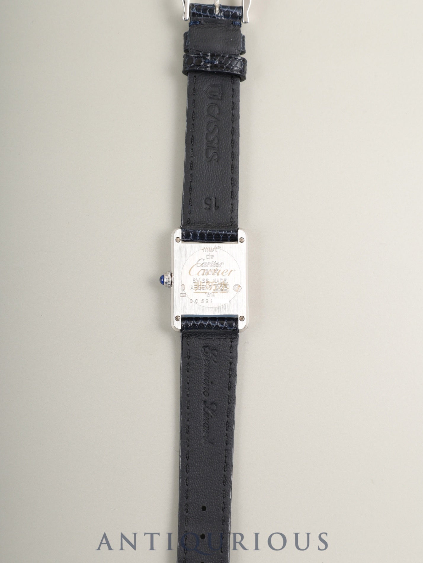 カルティエ マストタンク SM 1614 クォーツ Cal.057 SV925 革 純正ピンバックル(SS)ホワイトローマン文字盤 (SWISS表記) オーバーホール済み