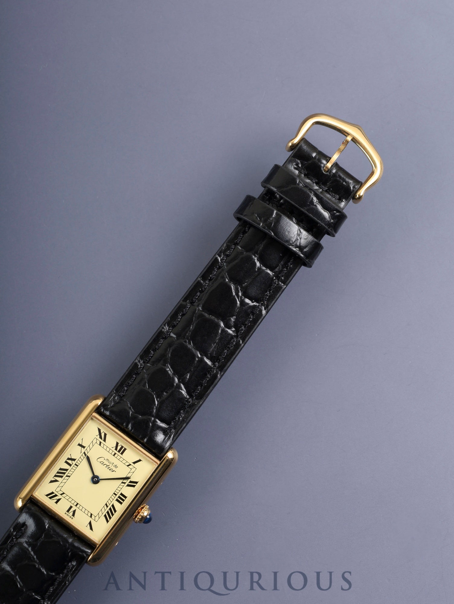 カルティエ マストタンク LM 590005 クォーツ Cal.690 SV925 革 純正ピンバックル(GP)アイボリーローマン文字盤(SWISS表記)箱 冊子