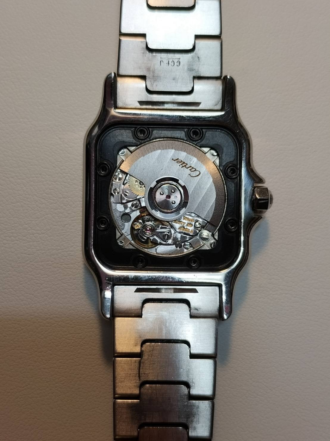 カルティエ サントス ガルベ LM 2319 自動巻き SS SS ギョーシェシルバーローマン文字盤 オーバーホール済み