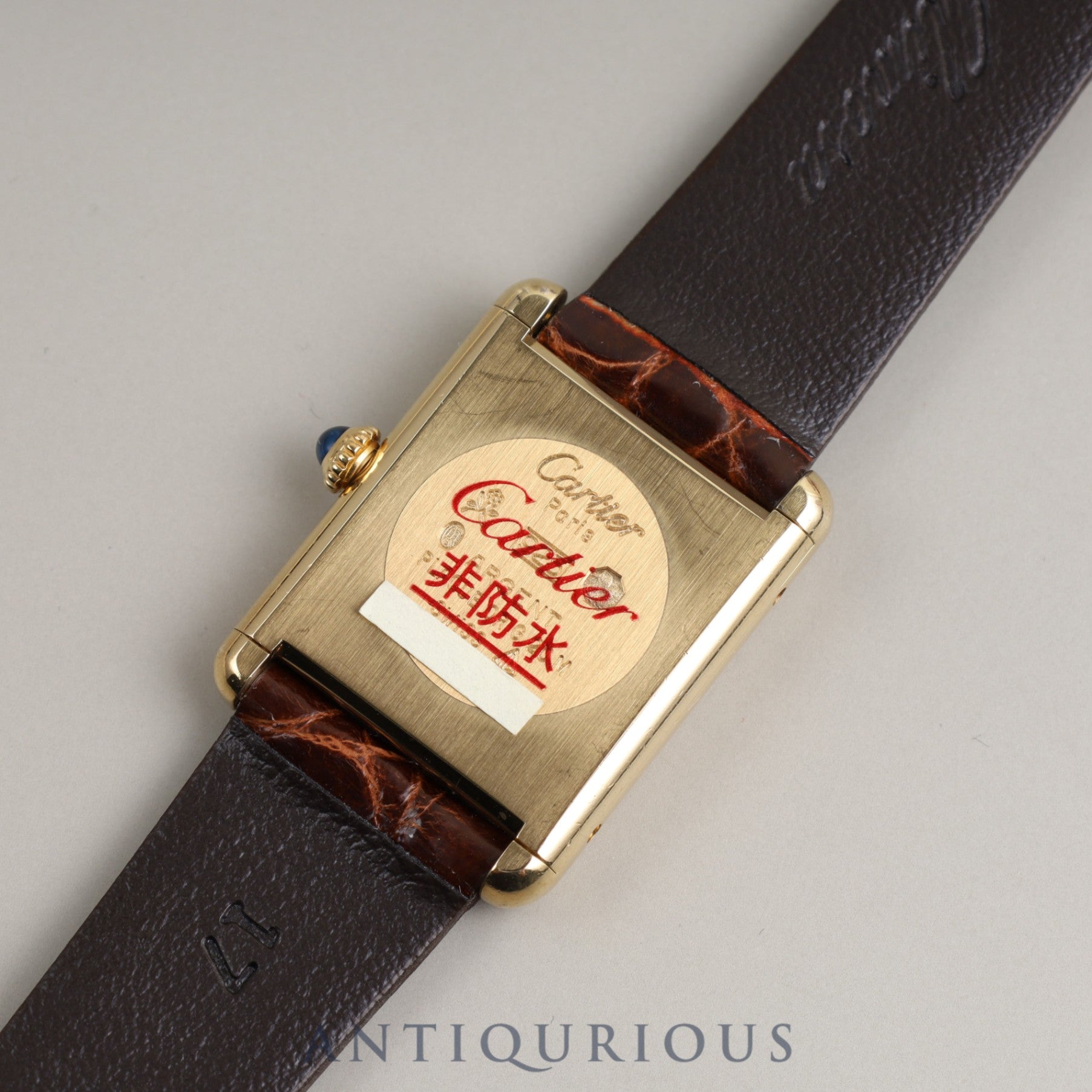 Cartier Must Tank LM Manual Winding SV925 Leather Genuine Buckle (GP) Ivory Roman Dial
