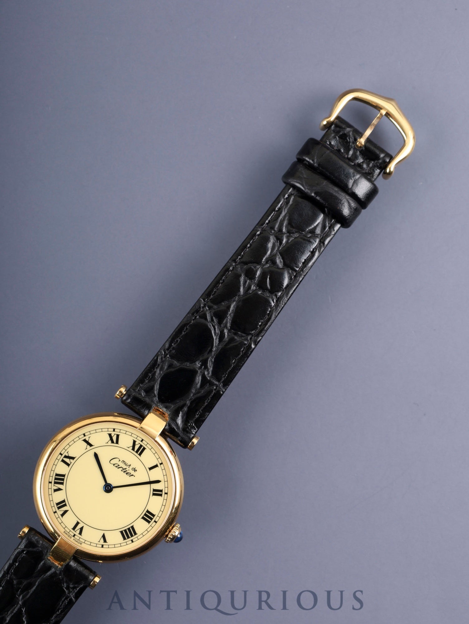 カルティエ マスト ヴァンドーム VLC LM 590003 クォーツ SV925 革 純正尾錠(GP)アイボリーローマン文字盤 カルティエブティックにてコンプリートサービス(フルメンテナンス)済み