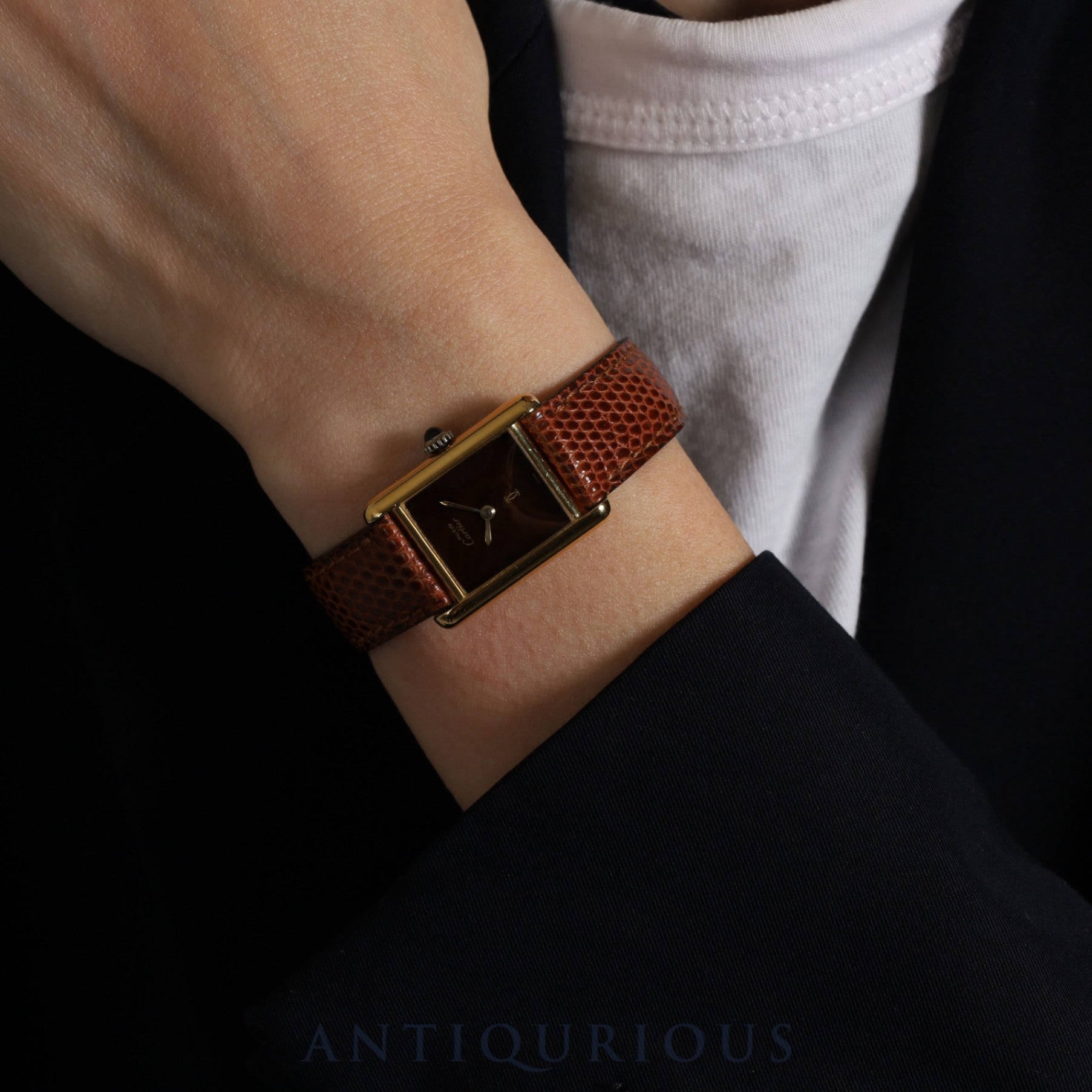 Cartier Must Tank SM Manual winding SV925 Genuine belt Genuine buckle (GP) Mahogany dial