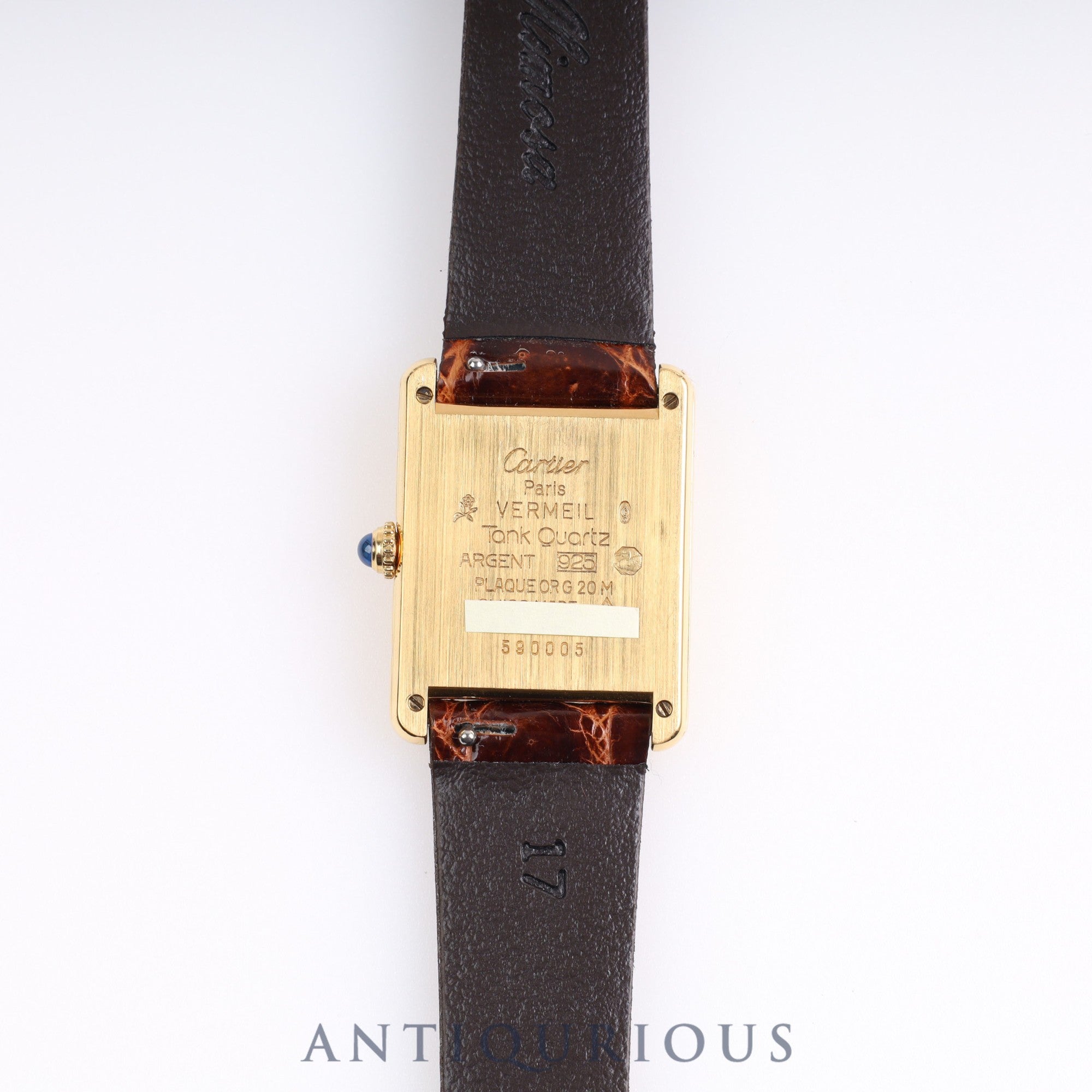 Cartier Must Tank LM QZ 590005 925 Leather Vertical Roman Dial