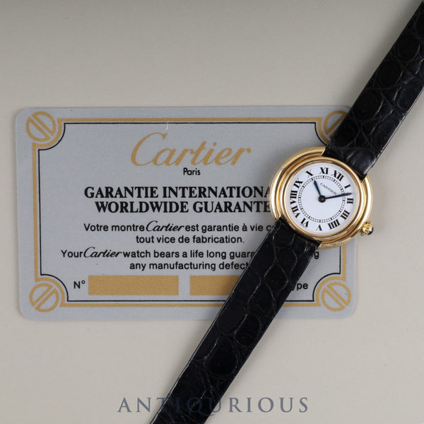 Cartier Vendôme Ellipse SM Manual Winding 750 Leather Strap with Genuine Buckle (750) White Roman Dial (PARIS Inscription) Warranty Card Overhauled
