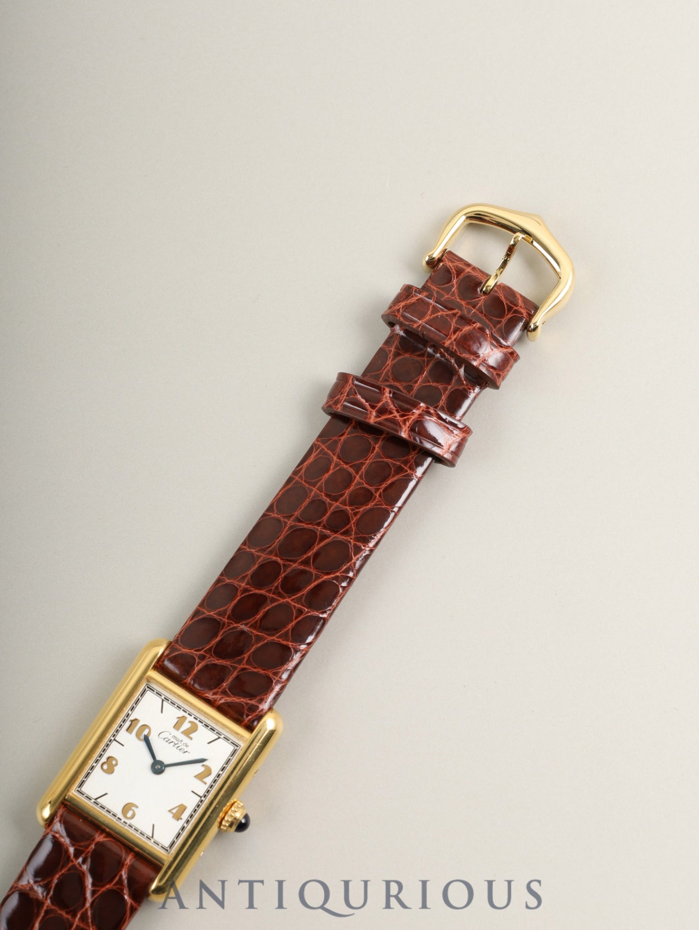 Cartier Must Tank SM 5057001 Quartz Cal.057 SV925 Leather Genuine Pin Buckle (GP) Arabic Dial (SWISS marking) Overhauled Polished