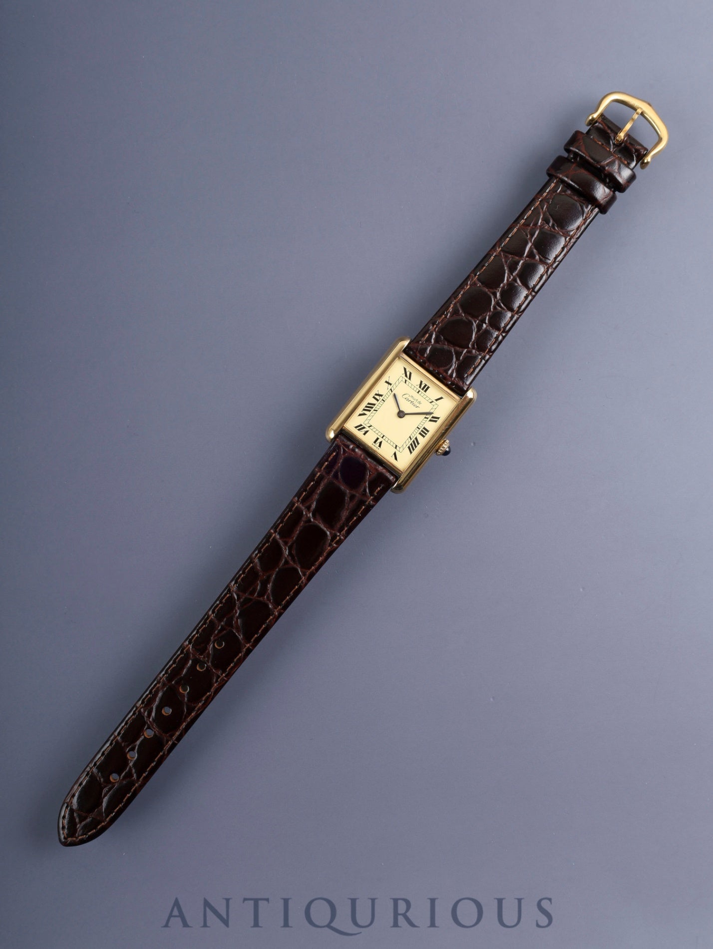 カルティエ マストタンク LM 手巻き Cal.78-1 SV925 革 純正尾錠(GP)アイボリーローマン文字盤(SWISS表記)オーバーホール済み